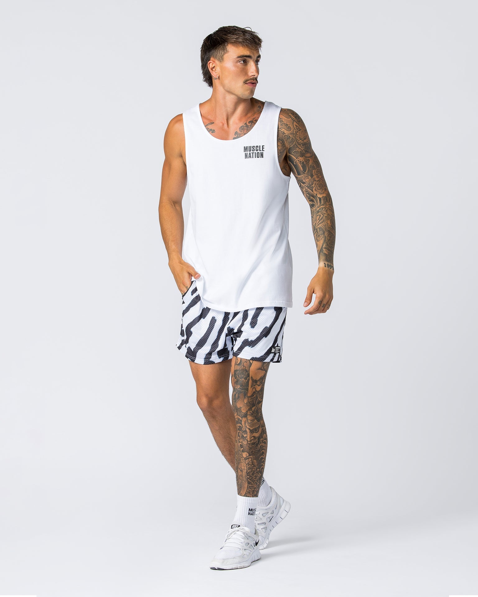 Muscle Nation Tank Tops H Back Tank - White