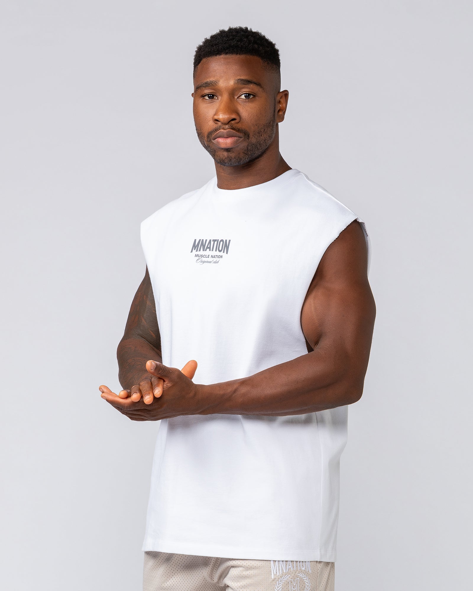Muscle Nation Tank Tops Heritage Muscle Tank - White