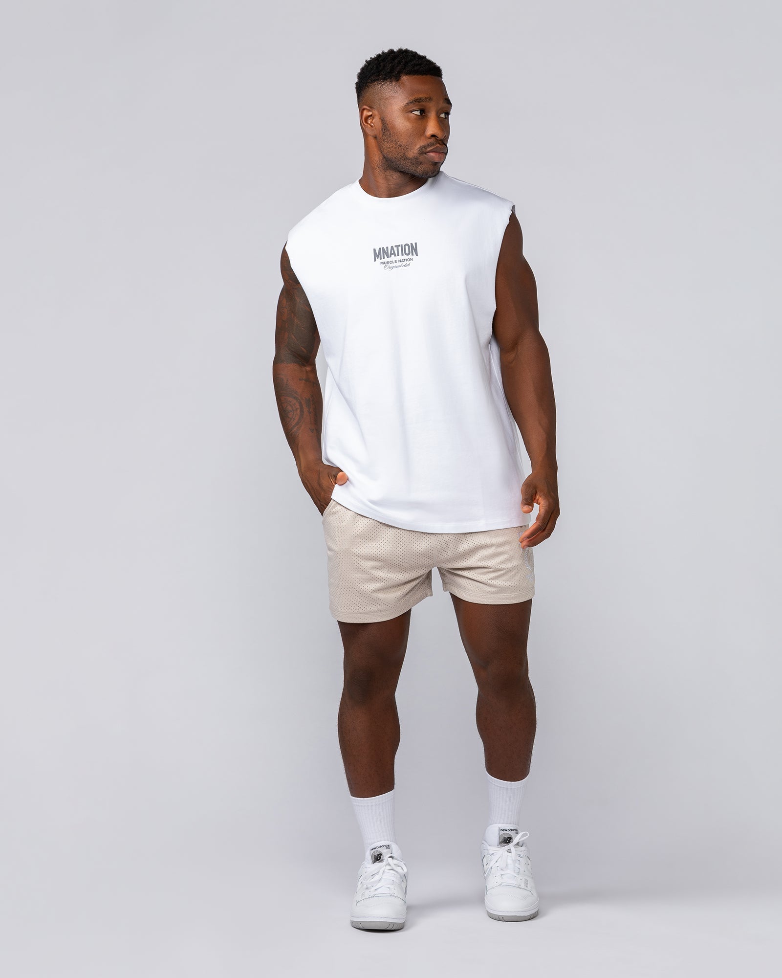 Muscle Nation Tank Tops Heritage Muscle Tank - White