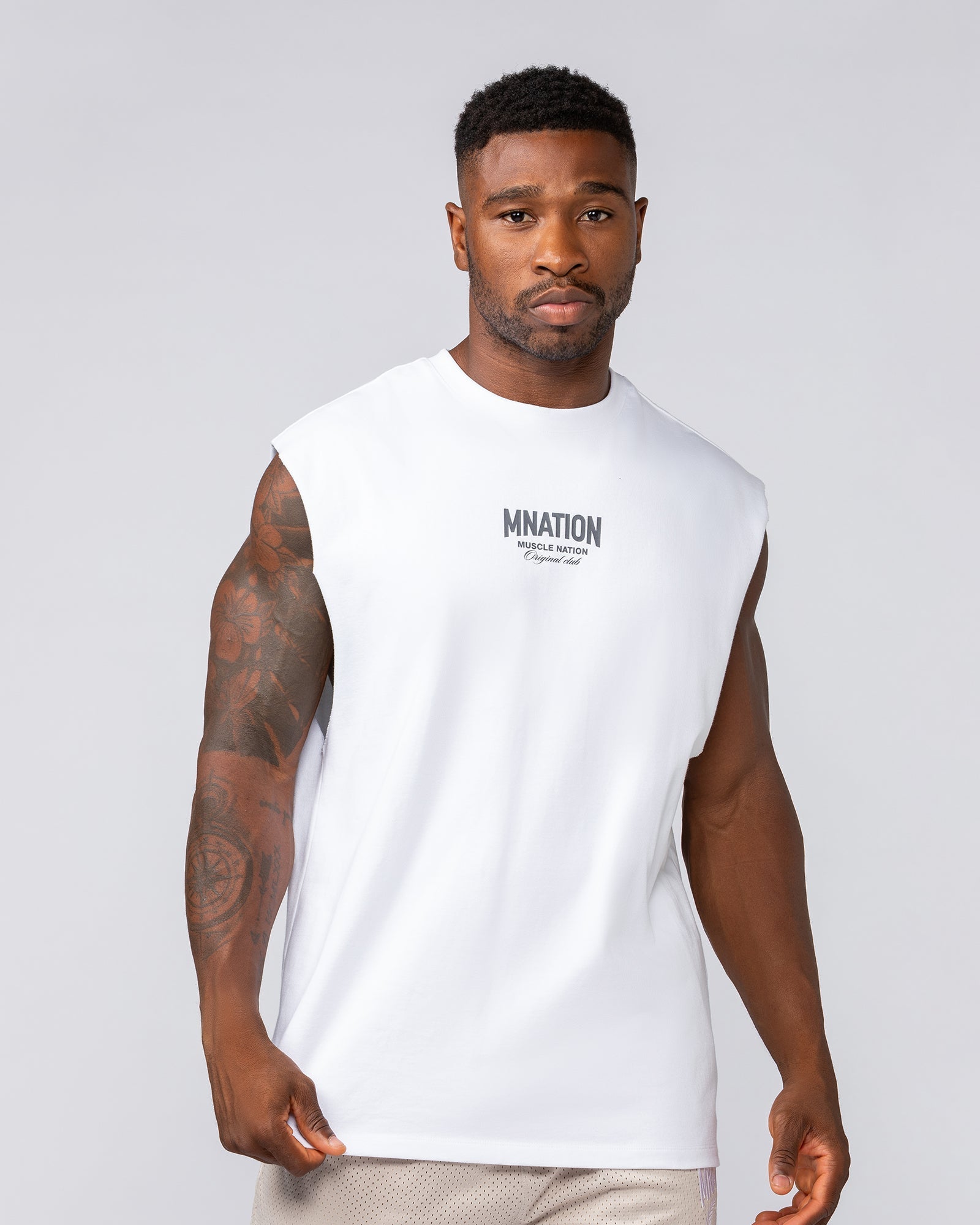 Muscle Nation Tank Tops Heritage Muscle Tank - White