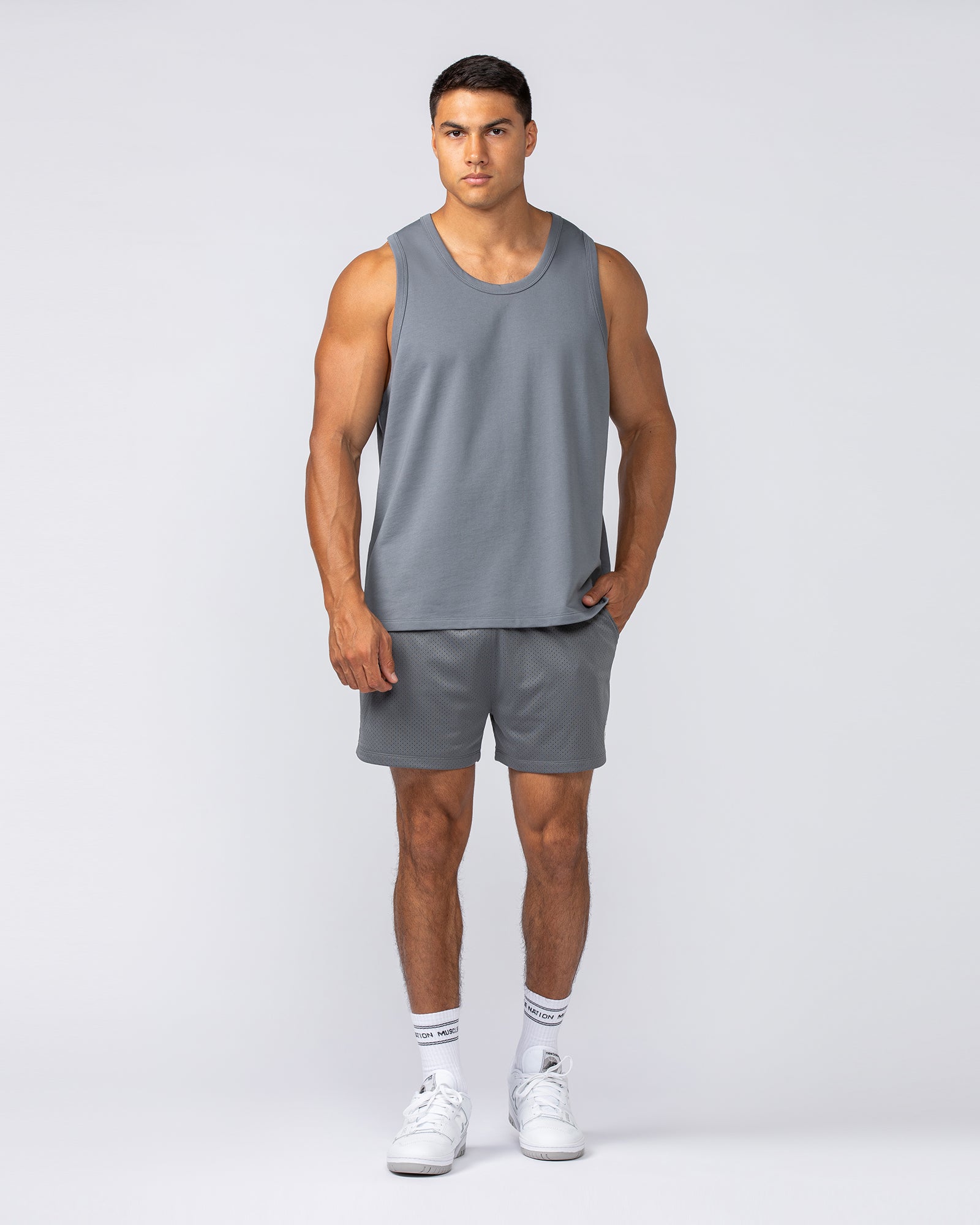 Muscle Nation Tank Tops Lee Lem Loopback Tank - Platinum Grey