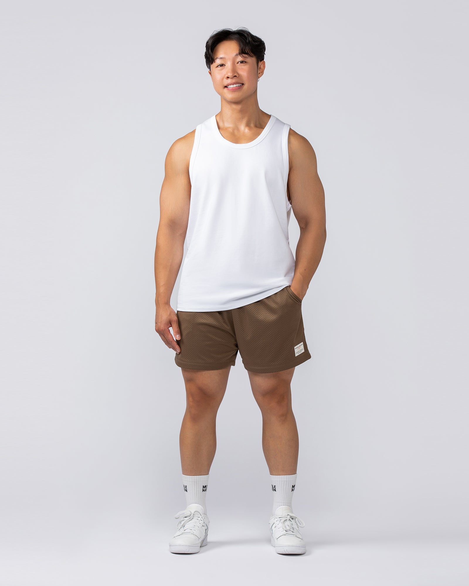 Muscle Nation Tank Tops Lee Lem Loopback Tank - White
