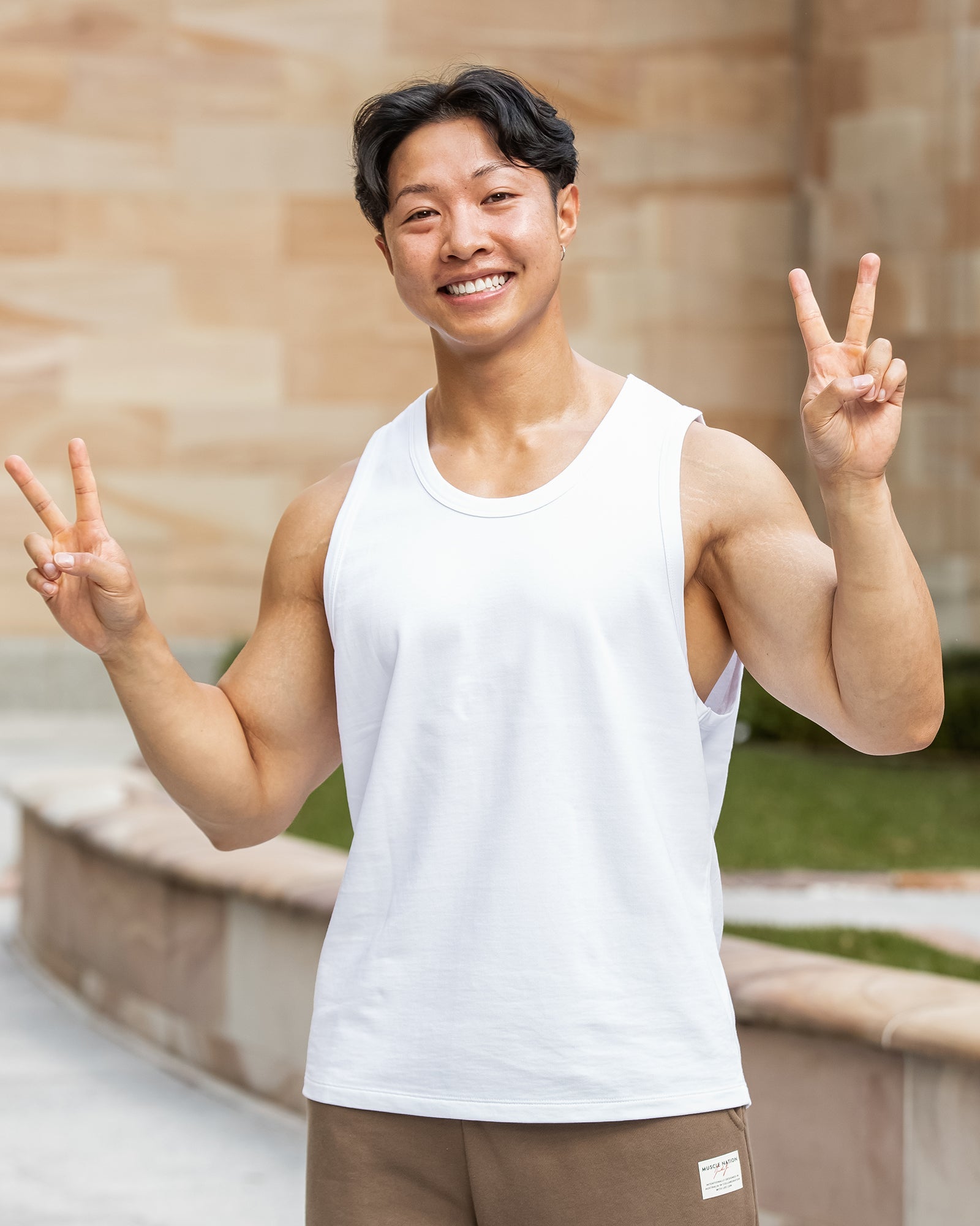 Muscle Nation Tank Tops Lee Lem Loopback Tank - White