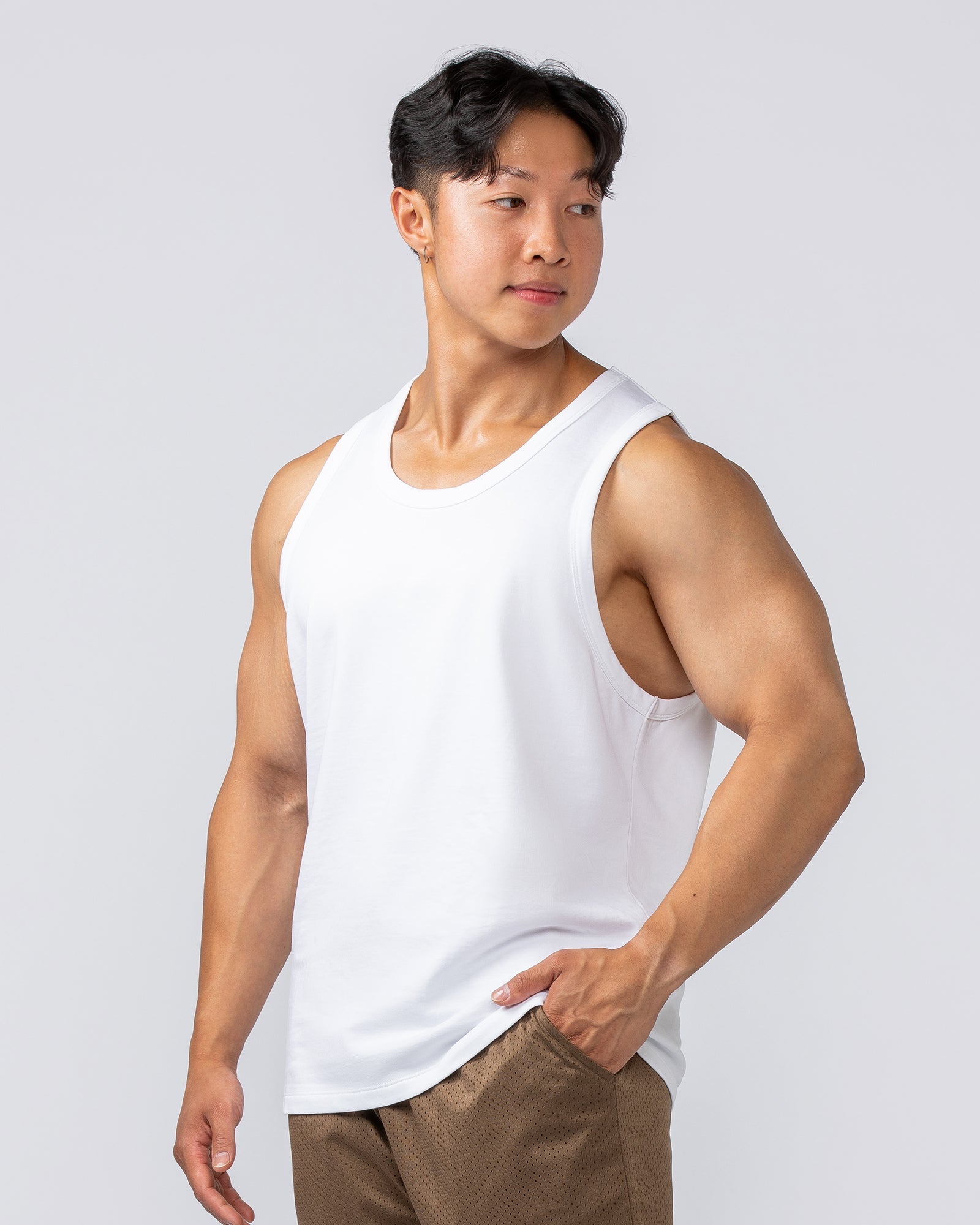 Muscle Nation Tank Tops Lee Lem Loopback Tank - White