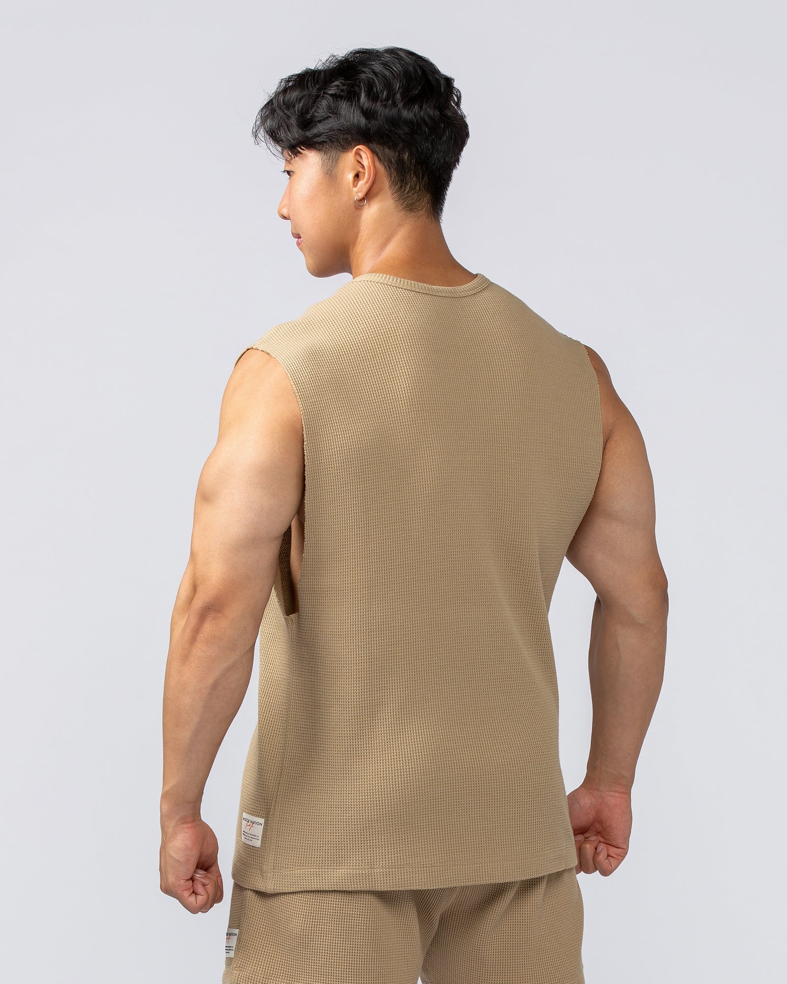 Muscle Nation Tank Tops Lee Lem Short Boxy Waffle Muscle Tank - Butterscotch