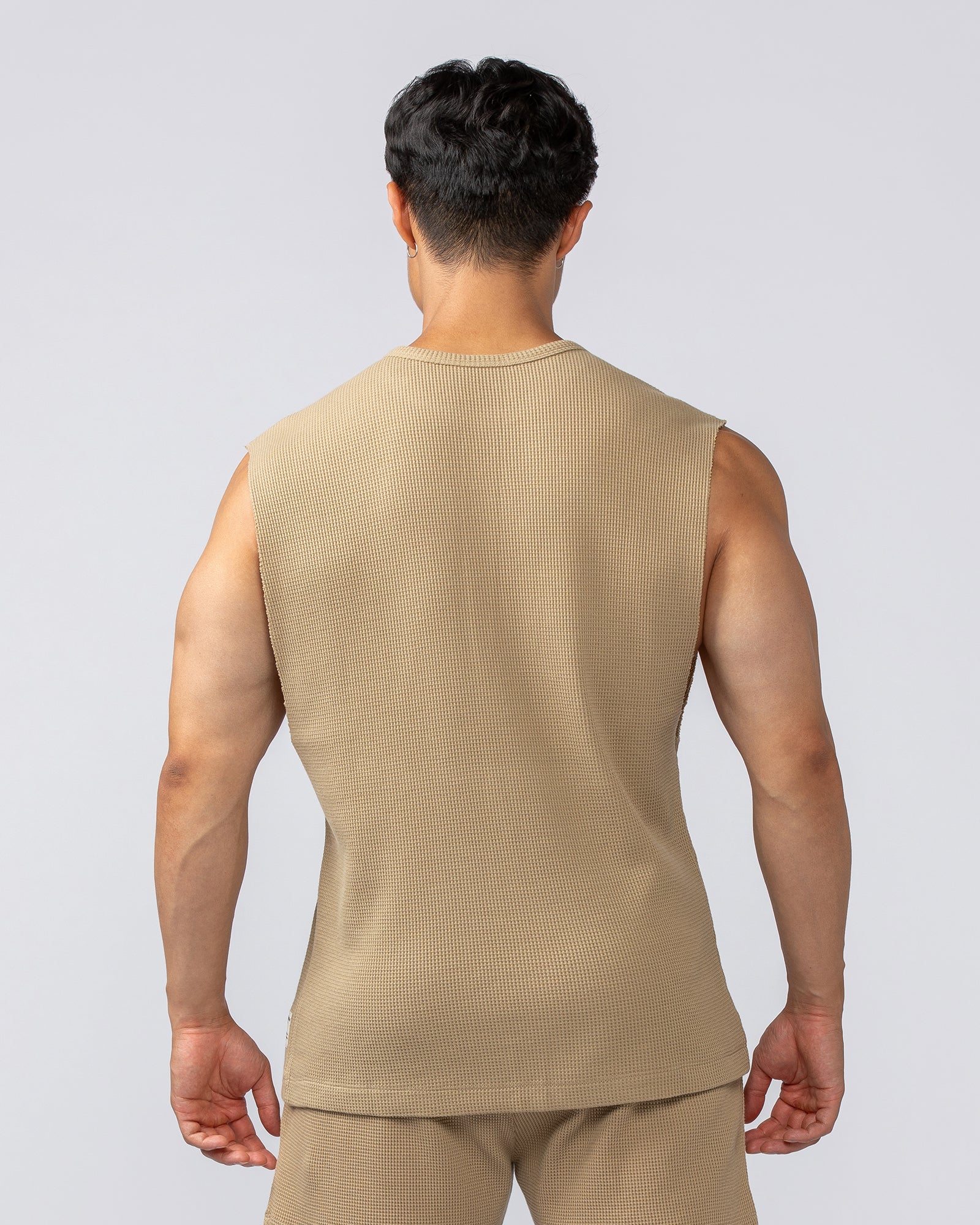 Muscle Nation Tank Tops Lee Lem Short Boxy Waffle Muscle Tank - Butterscotch