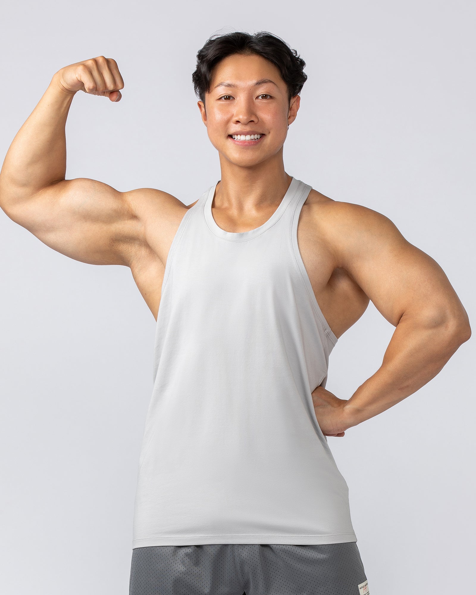 Muscle Nation Tank Tops Lee Lem String Singlet - Ice Grey