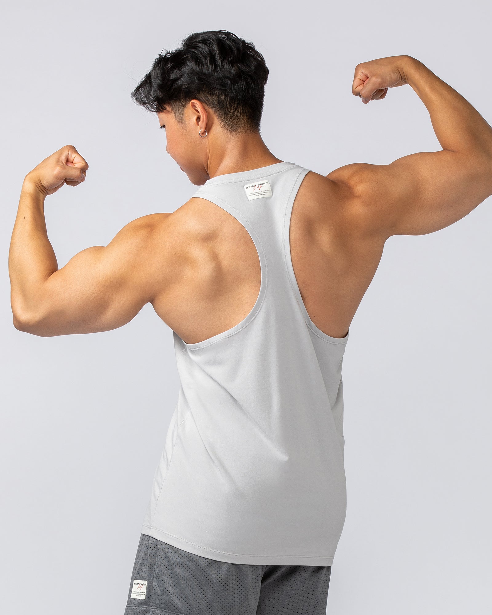 Muscle Nation Tank Tops Lee Lem String Singlet - Ice Grey