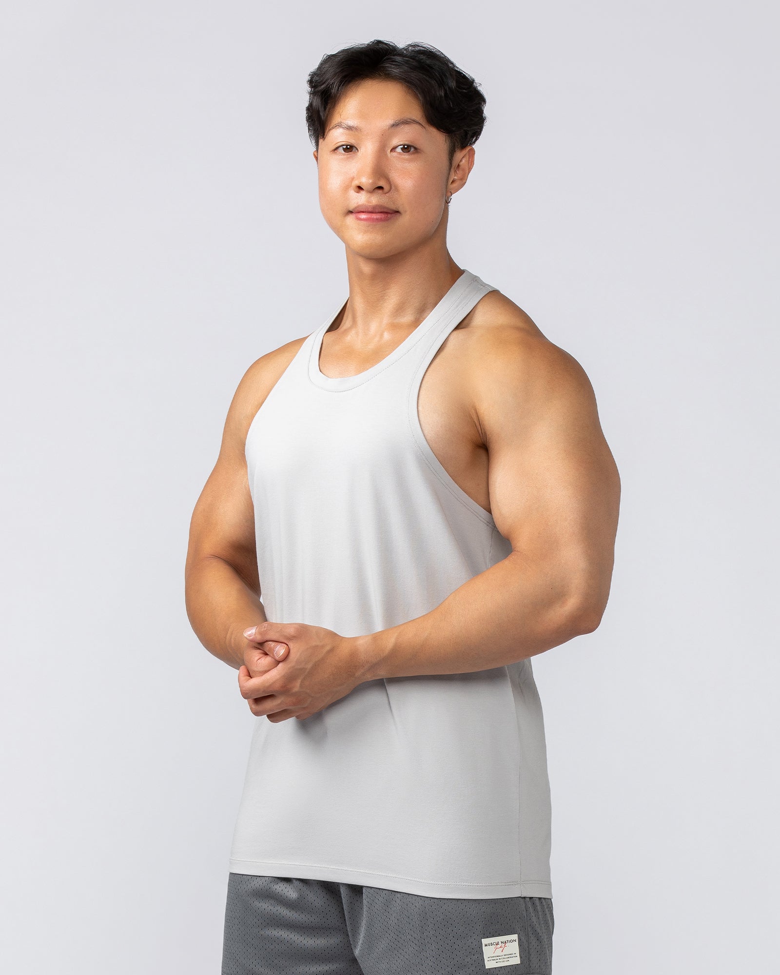 Muscle Nation Tank Tops Lee Lem String Singlet - Ice Grey