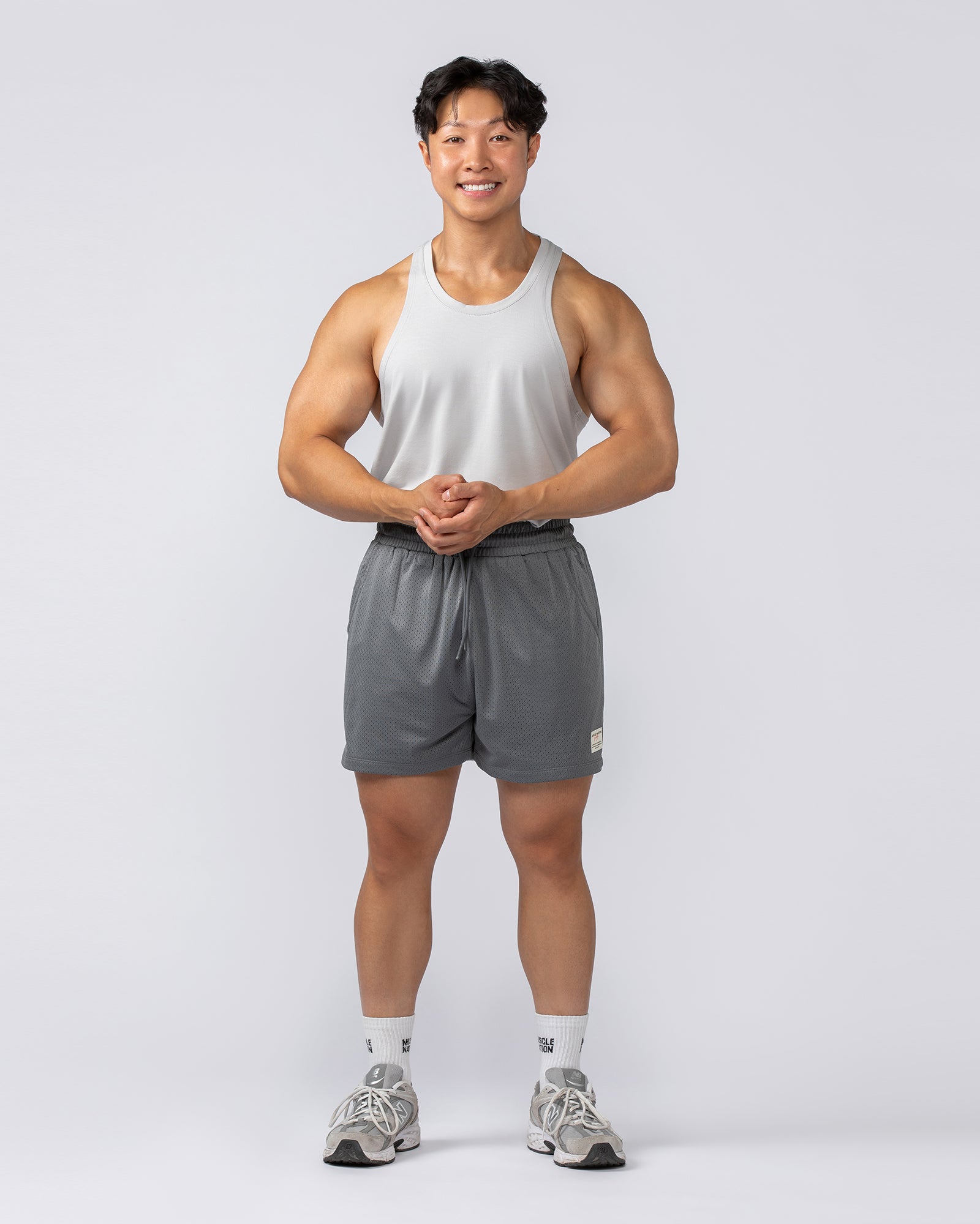 Muscle Nation Tank Tops Lee Lem String Singlet - Ice Grey