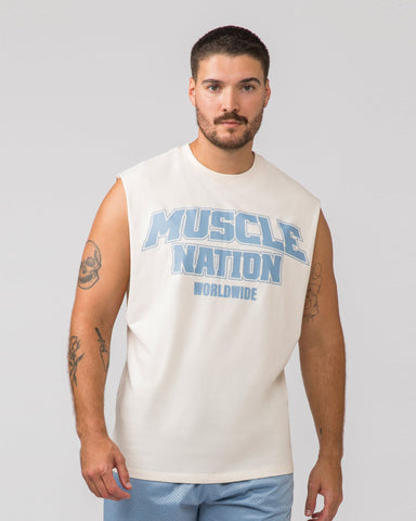 Muscle Nation Tank Tops Lifting Muscle Tank - Travertine