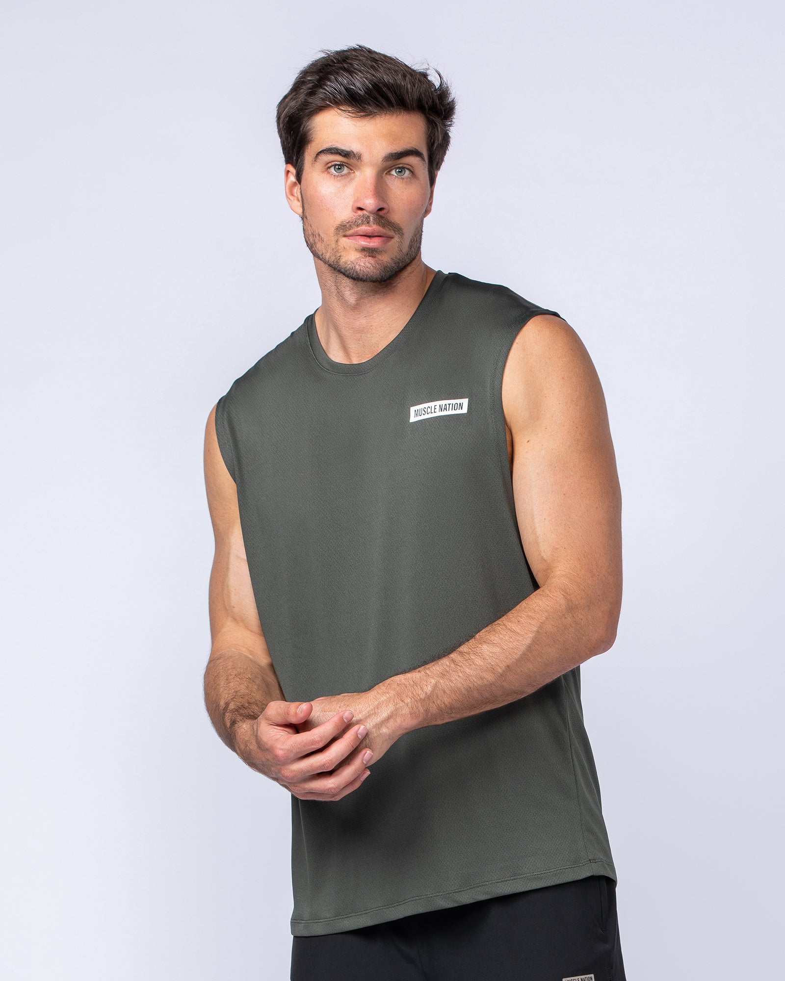 Muscle Nation Tank Tops Relaxed Active Tank - Dark Khaki