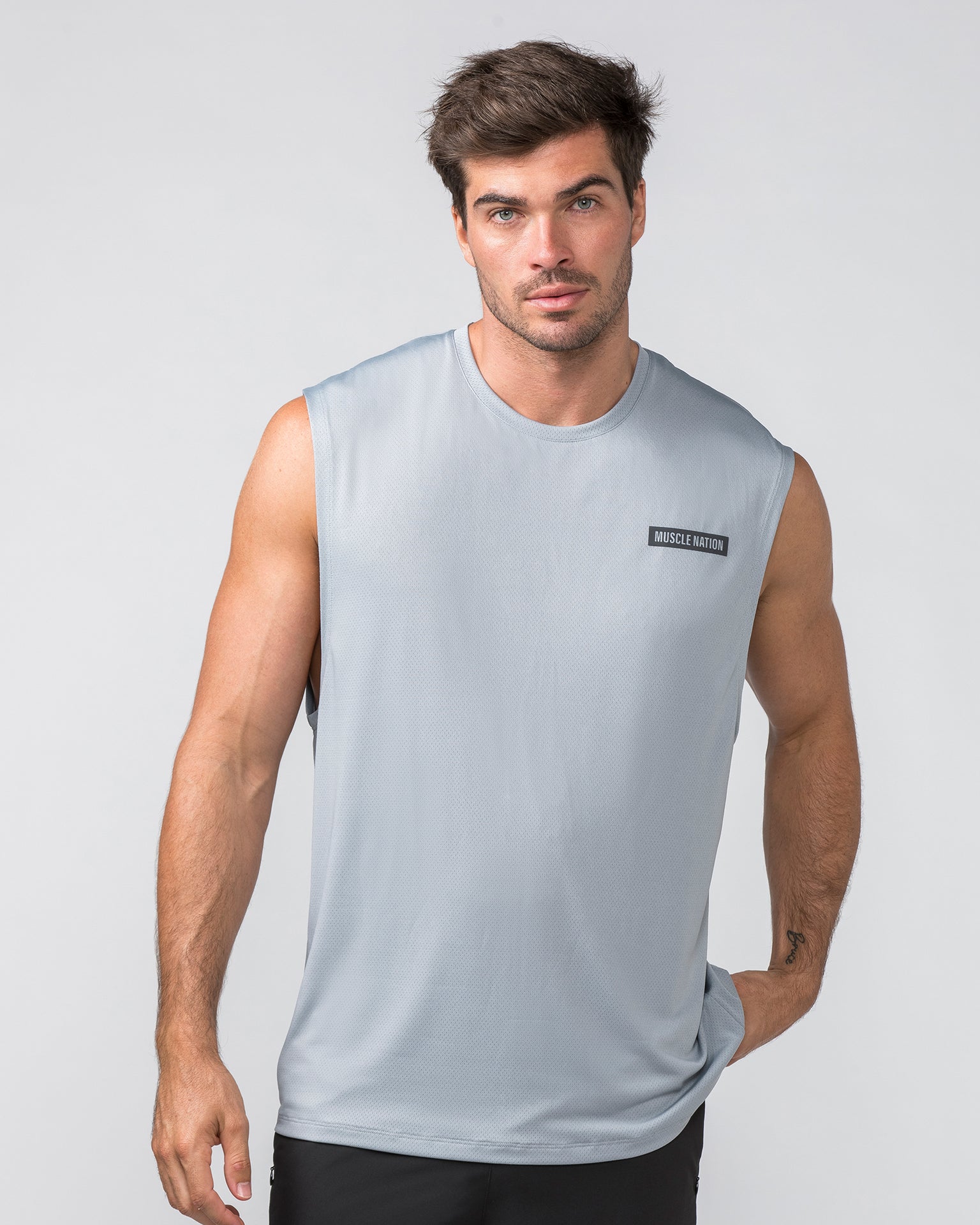 Muscle Nation Tank Tops Relaxed Active Tank - Light Jet Grey