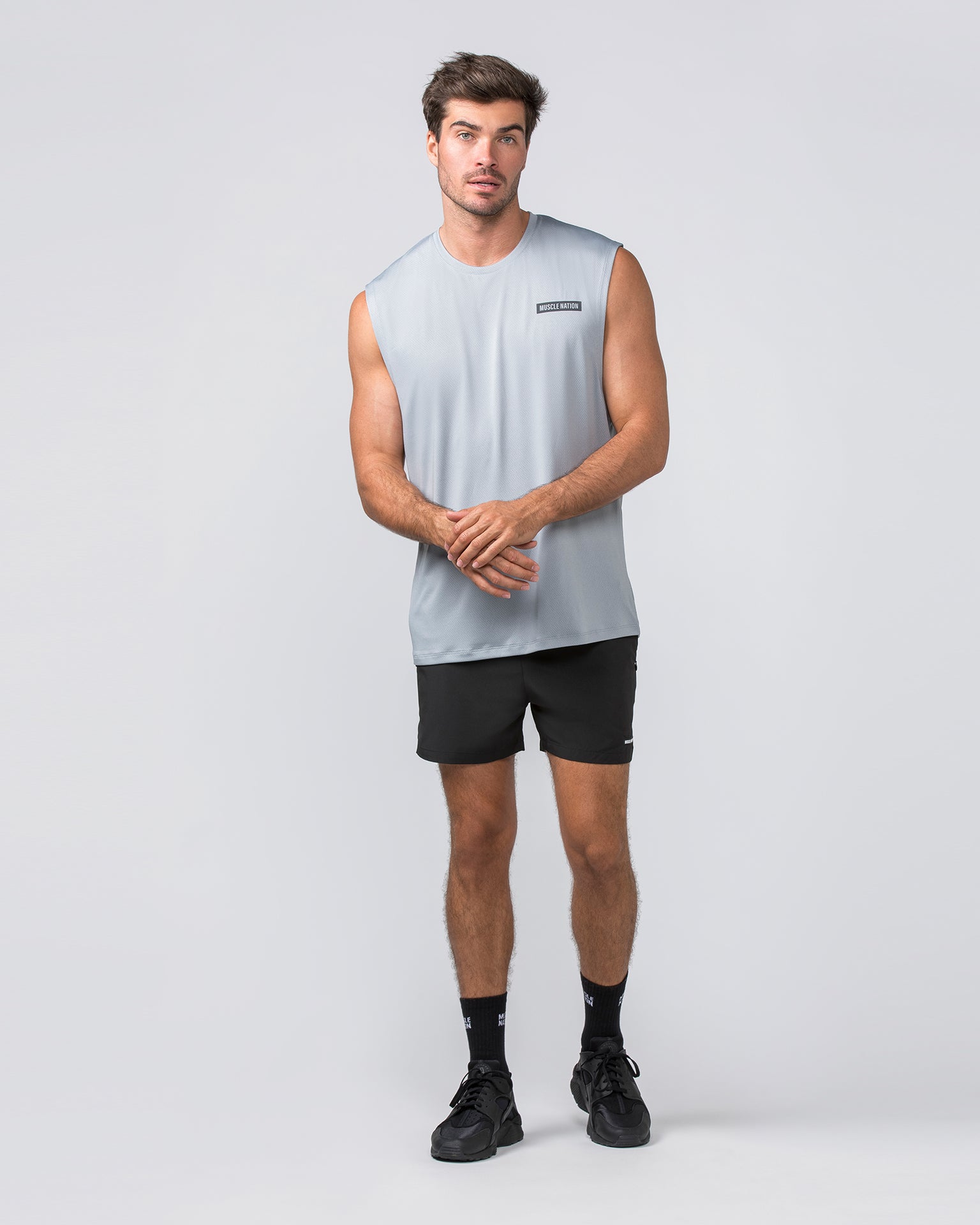 Muscle Nation Tank Tops Relaxed Active Tank - Light Jet Grey
