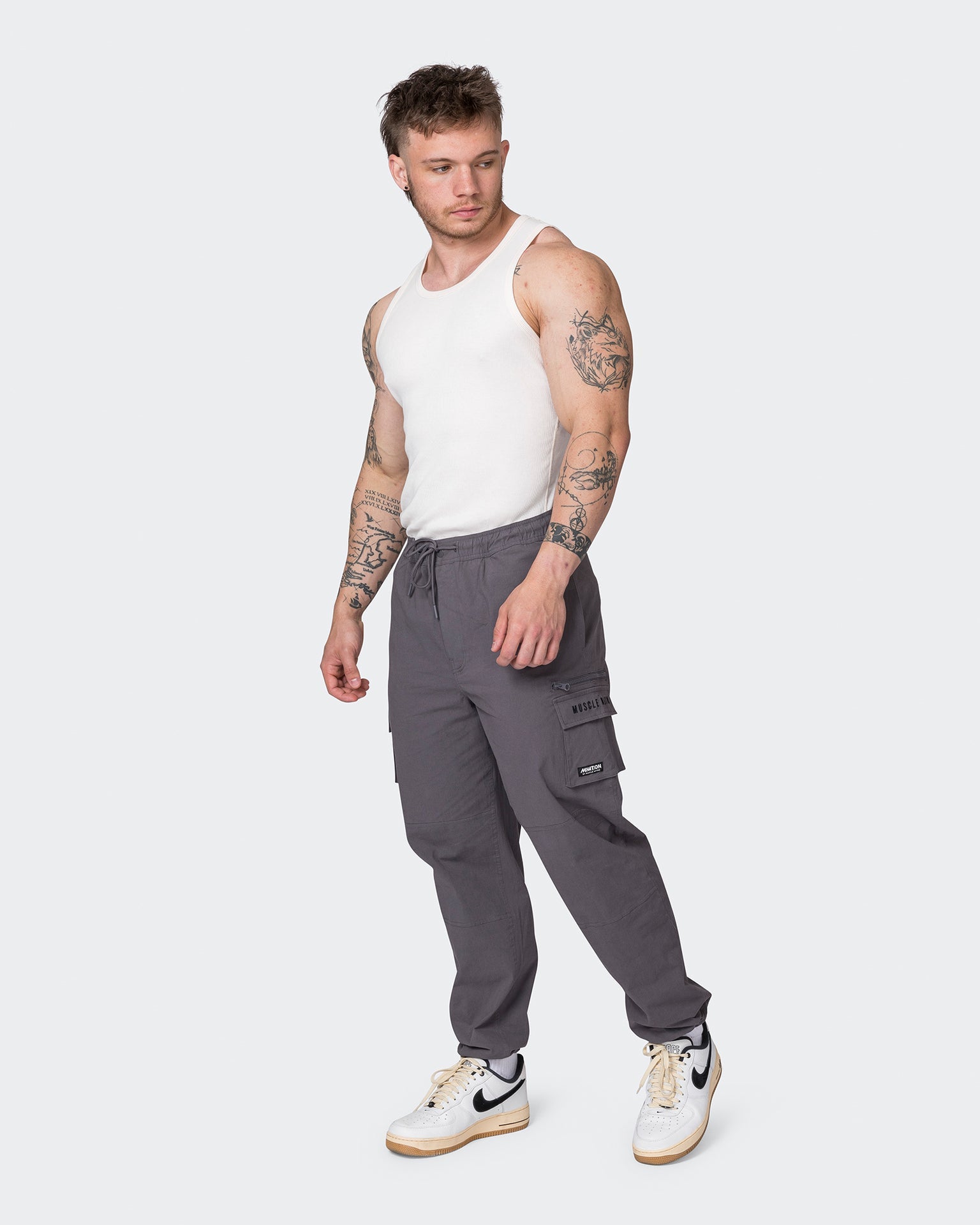 Muscle Nation Tank Tops Rib Fitted Training Tank - Travertine