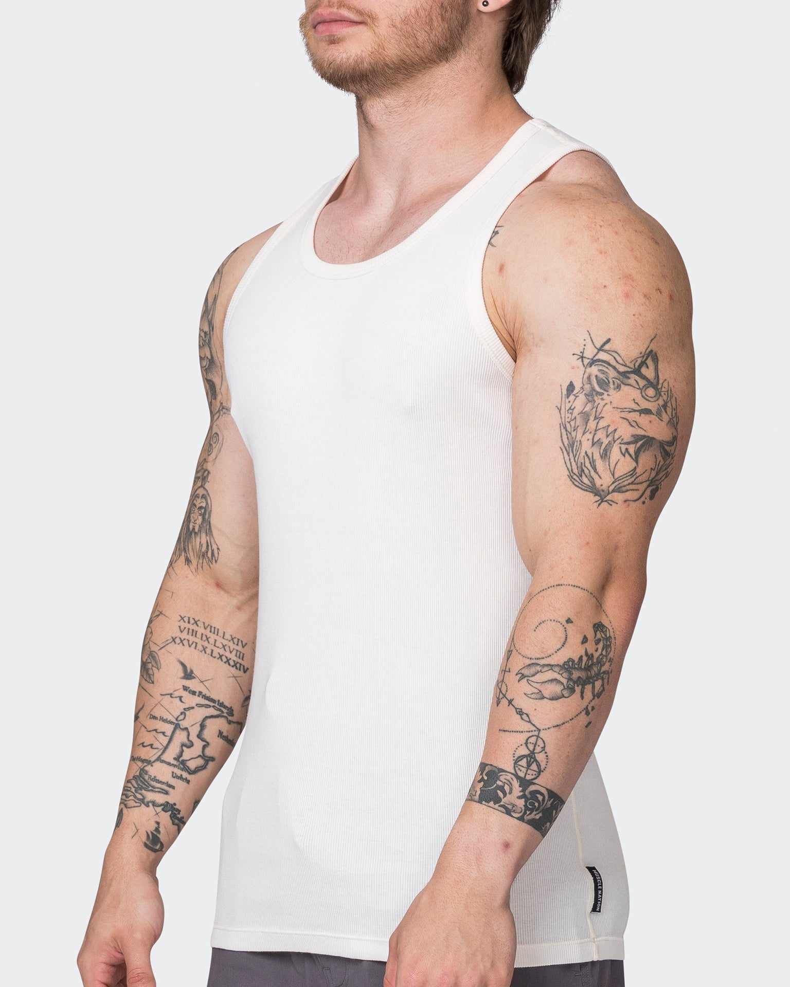 Muscle Nation Tank Tops Rib Fitted Training Tank - Travertine