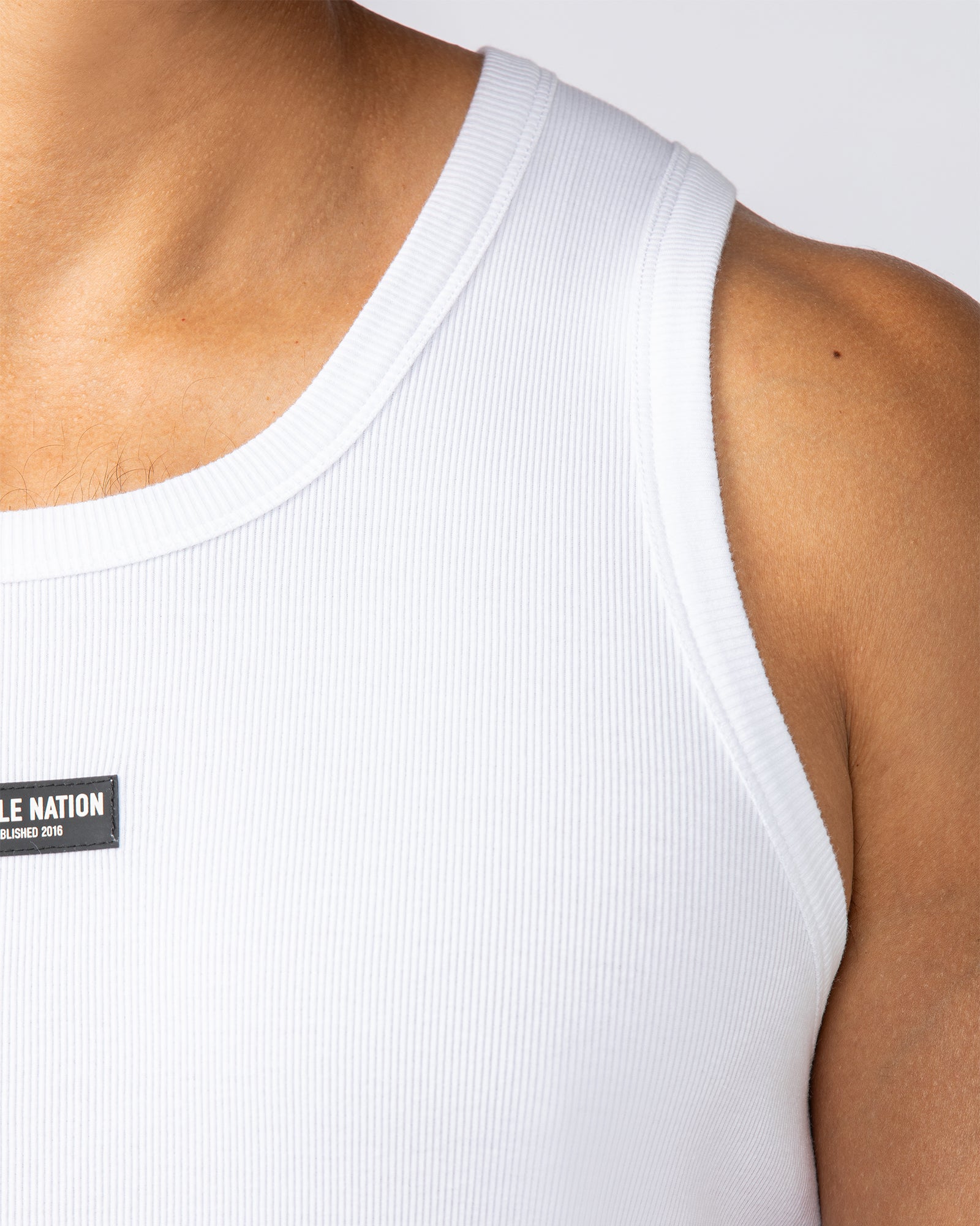 Muscle Nation Tank Tops Rib Fitted Training Tank - White