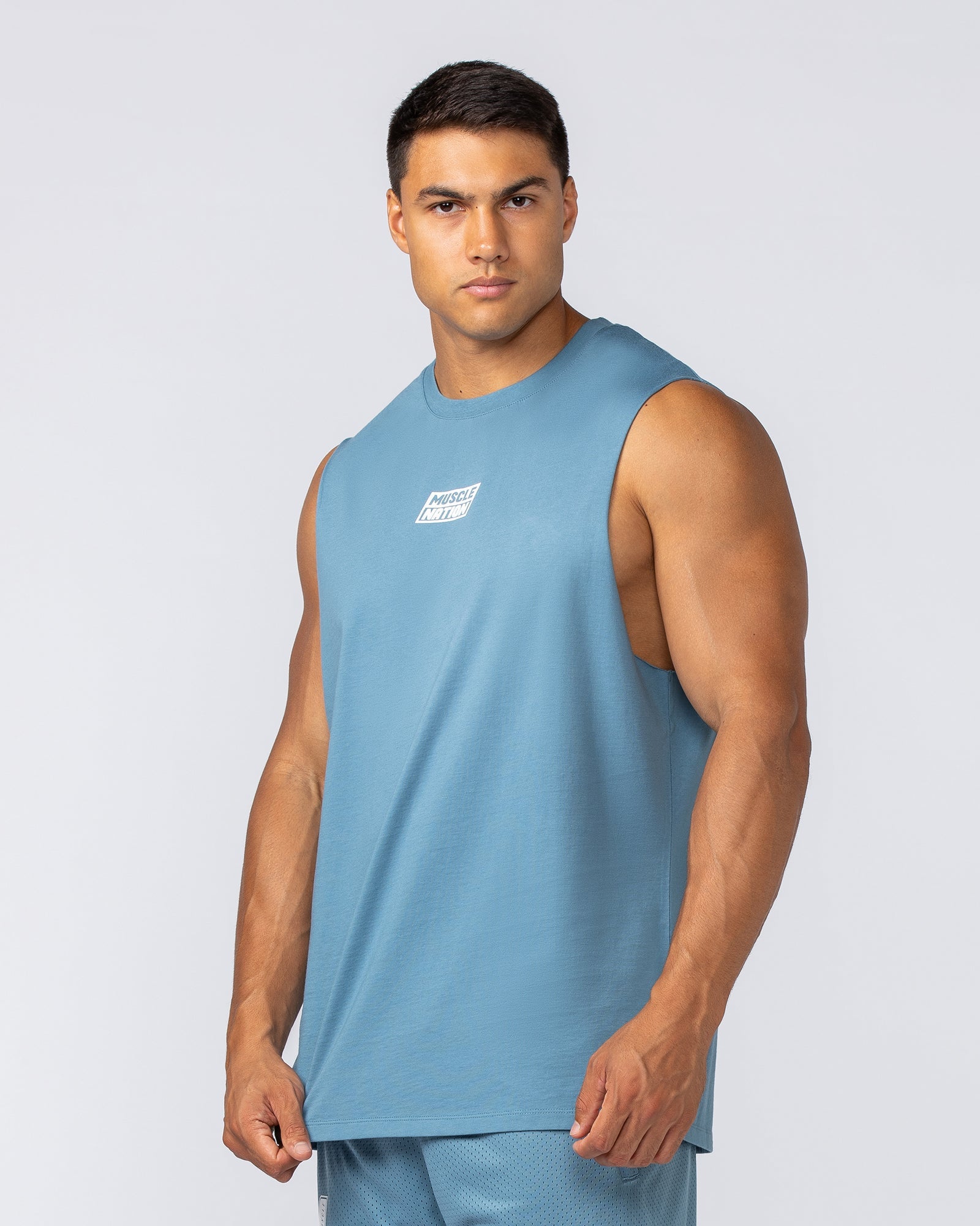 Muscle Nation Tank Tops Throwback Training Tank - Pale Thunder