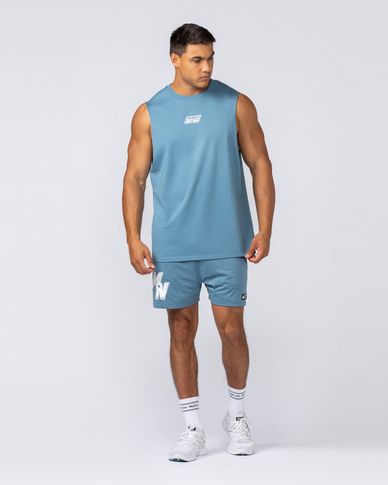 Muscle Nation Tank Tops Throwback Training Tank - Pale Thunder