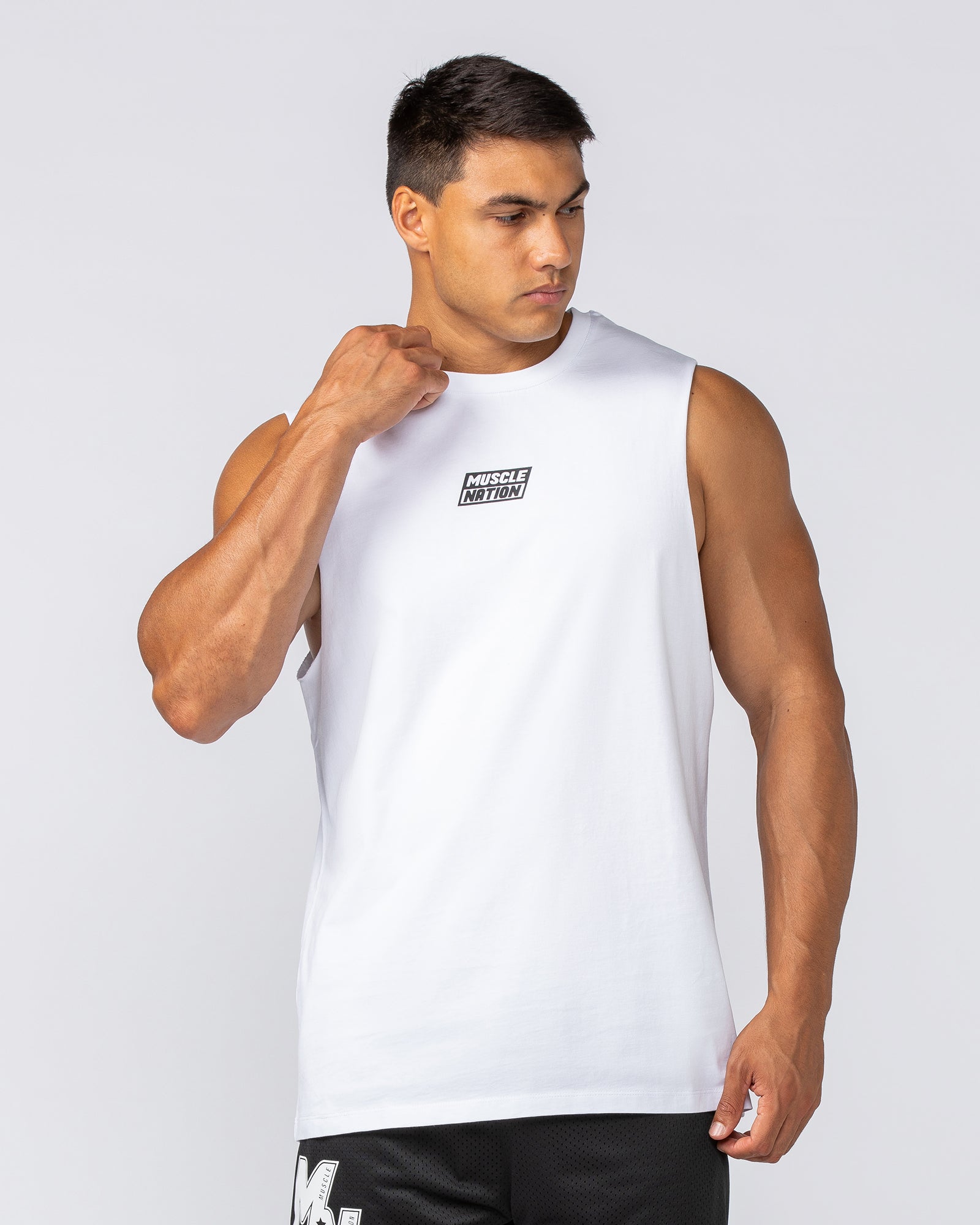 Muscle Nation Tank Tops Throwback Training Tank - White