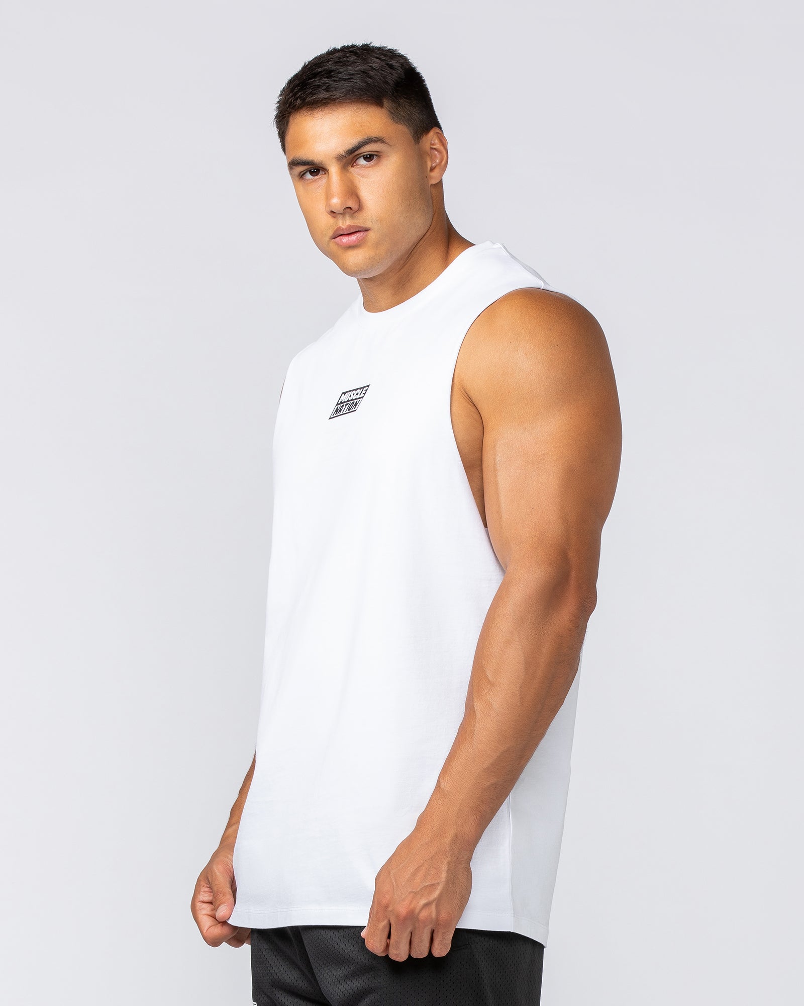 Muscle Nation Tank Tops Throwback Training Tank - White