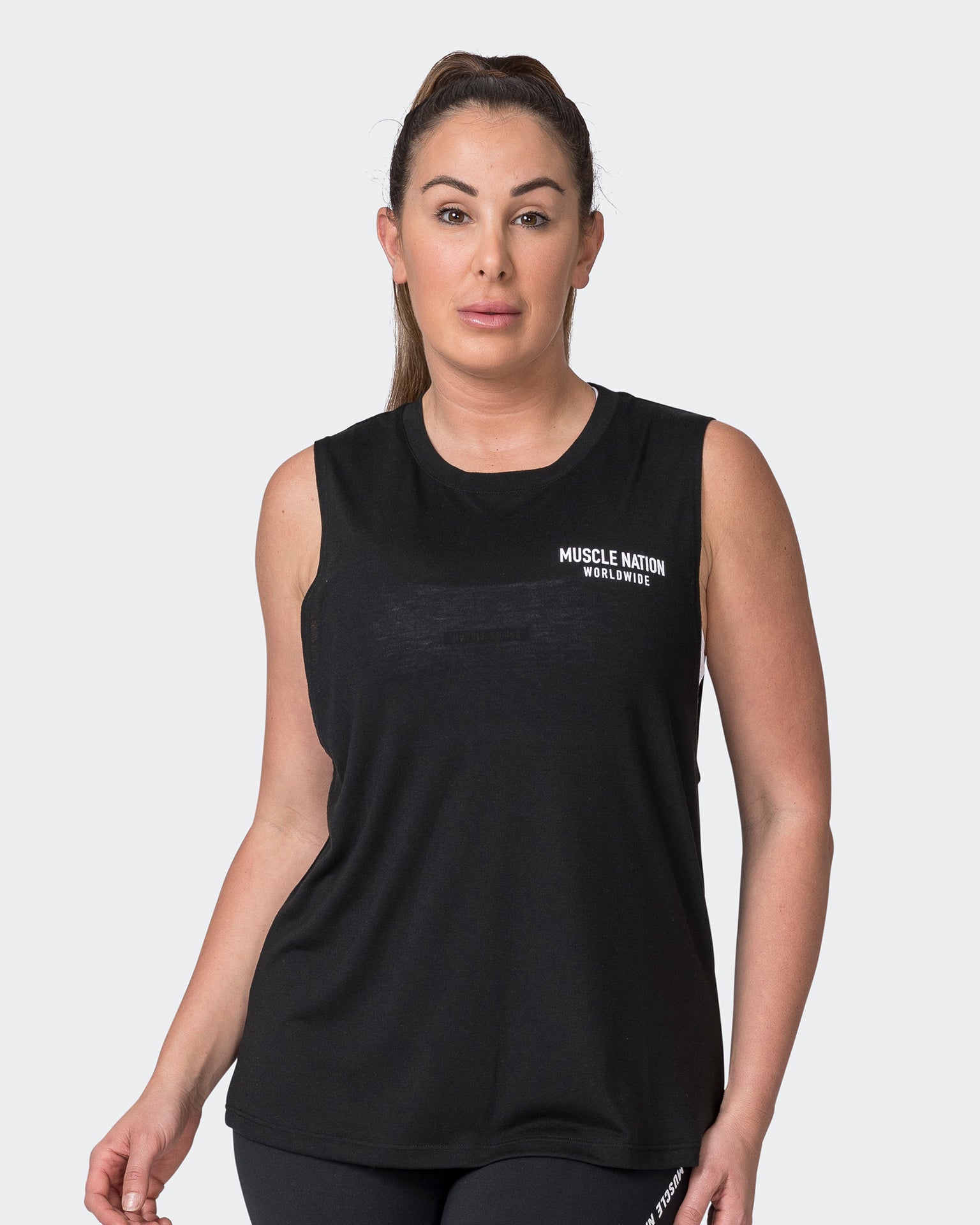 Muscle Nation Tank Tops Worldwide Drop Arm Tank - Black