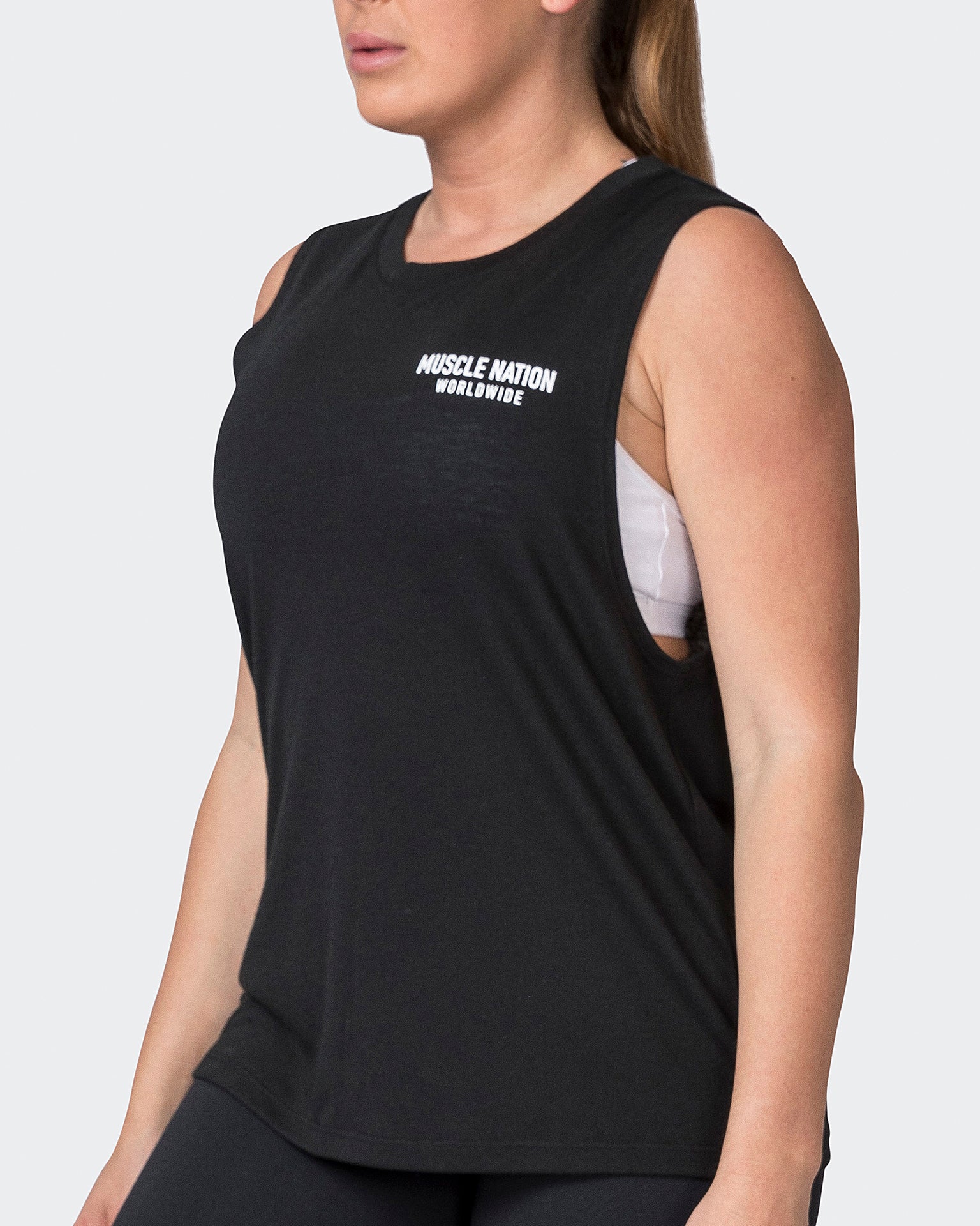 Muscle Nation Tank Tops Worldwide Drop Arm Tank - Black