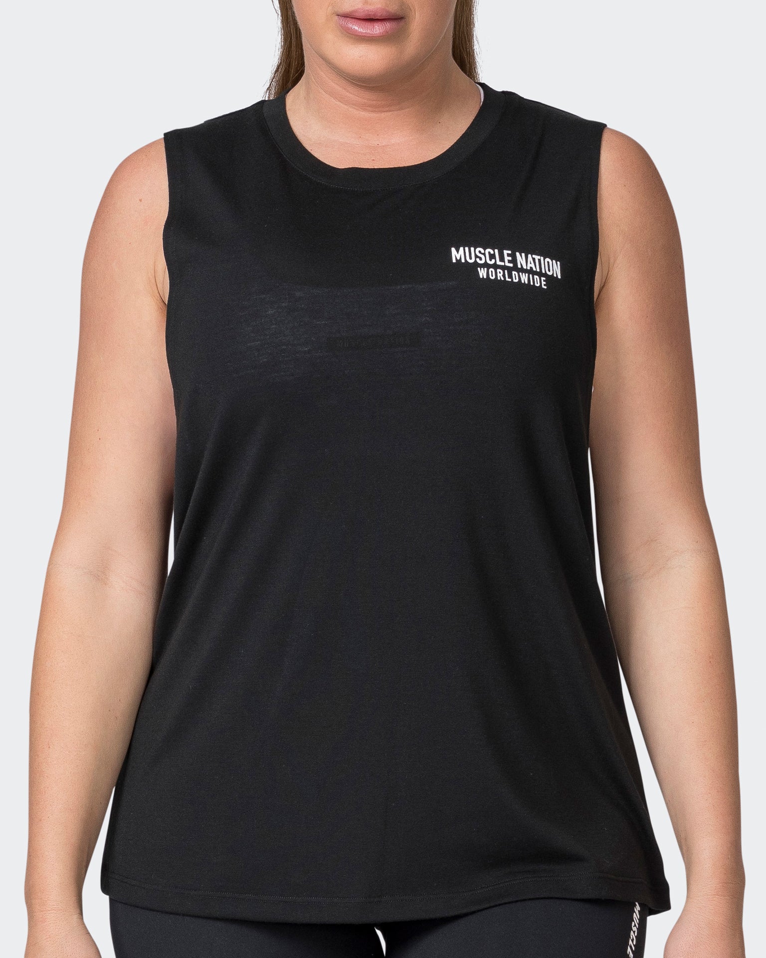 Muscle Nation Tank Tops Worldwide Drop Arm Tank - Black