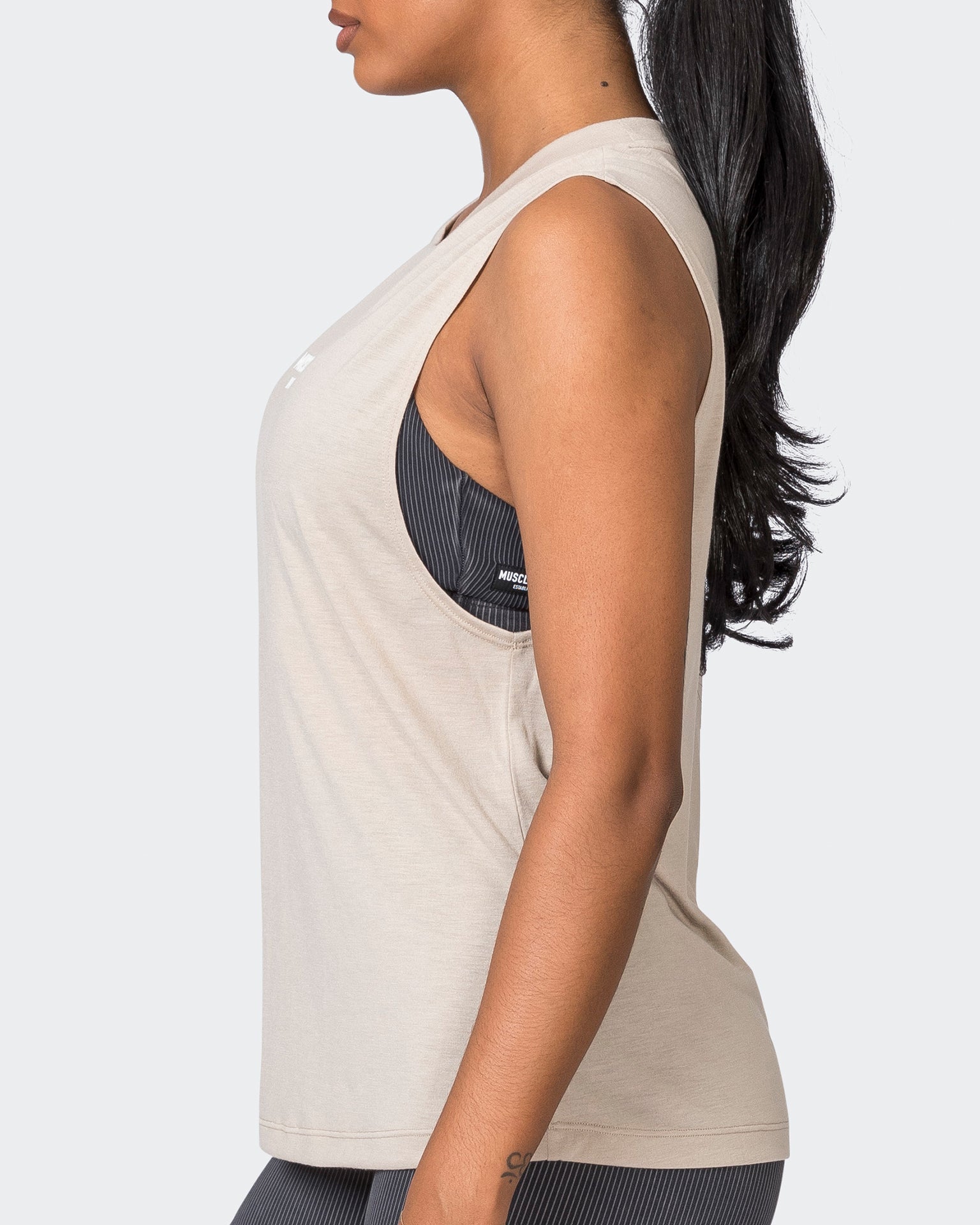 Muscle Nation Tank Tops Worldwide Drop Arm Tank - Bone