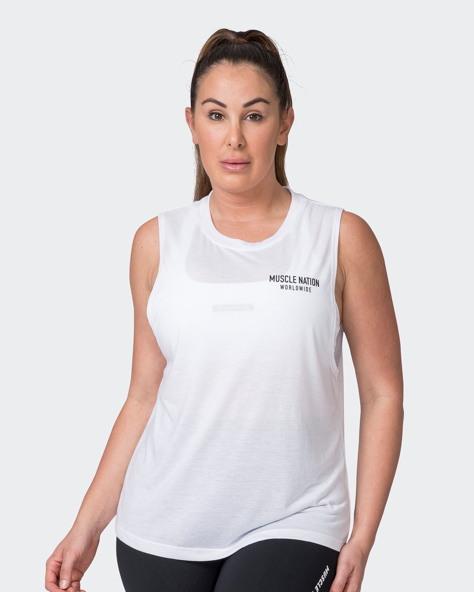 Muscle Nation Tank Tops Worldwide Drop Arm Tank - White