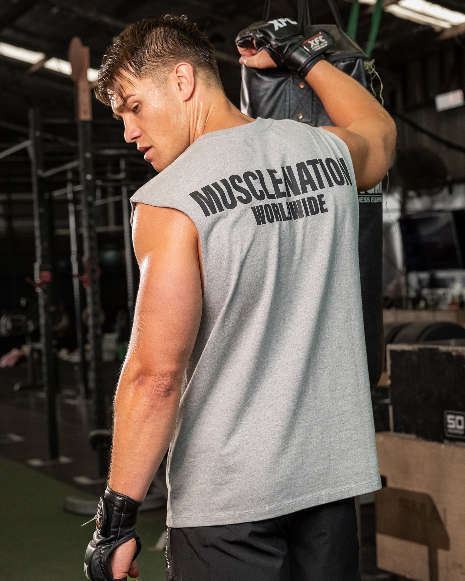 Muscle Nation Tank Tops Worldwide Muscle Tank - Light Grey Marl