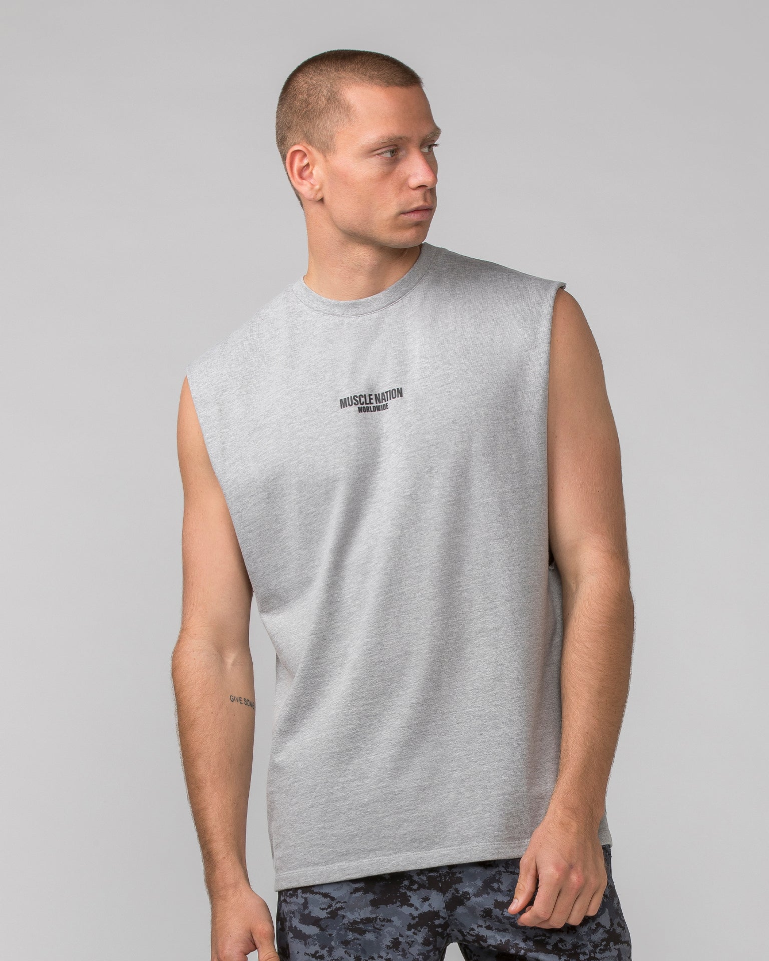Muscle Nation Tank Tops Worldwide Muscle Tank - Light Grey Marl
