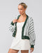 Muscle Nation Tops Clubhouse Cropped Cardigan - Dew / Eucalyptus Stripe