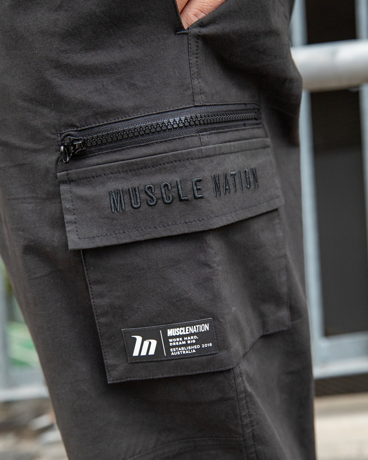 Muscle Nation Track Pants Tapered Cargo Pants - Vintage Black