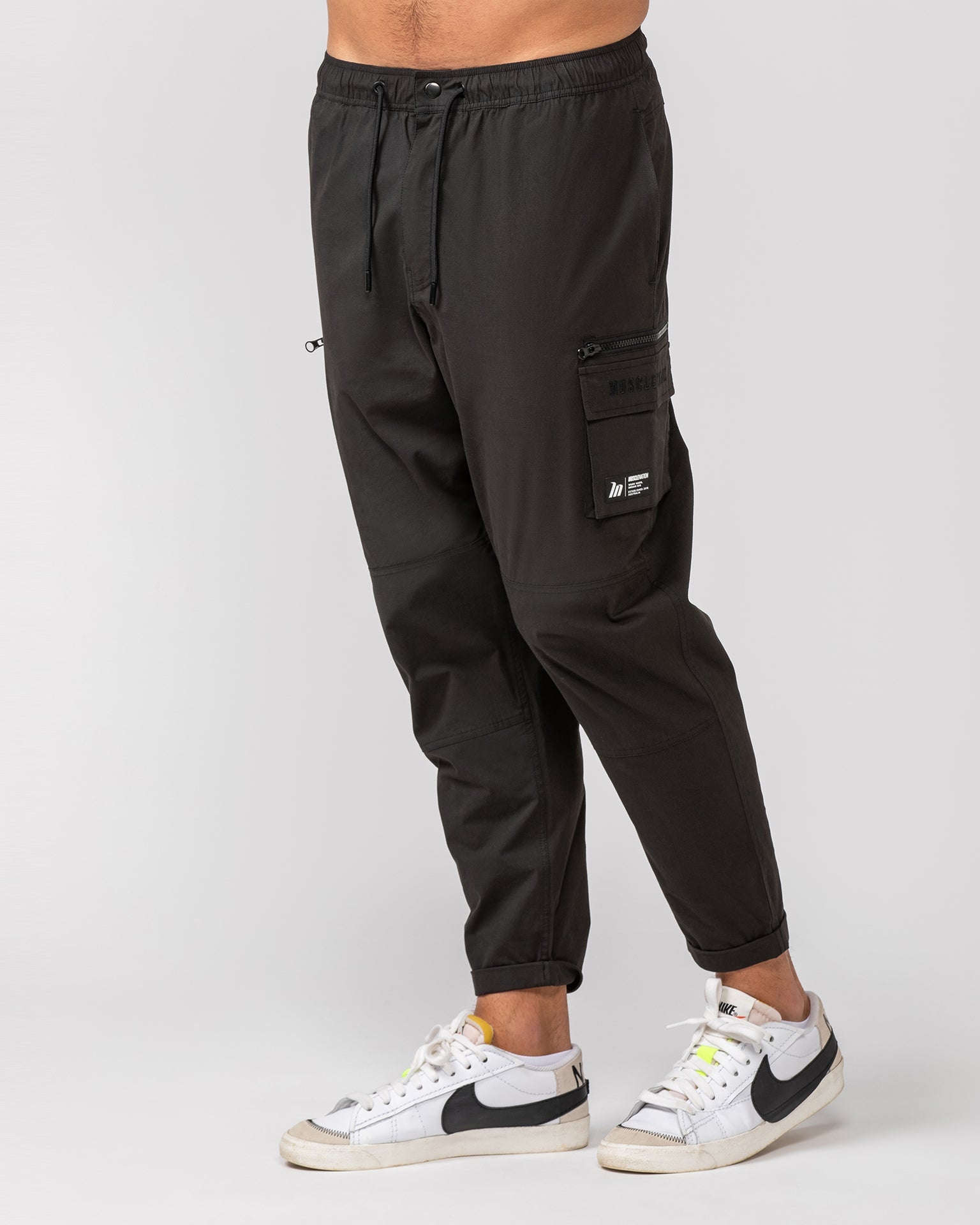 Muscle Nation Track Pants Tapered Cargo Pants - Vintage Black