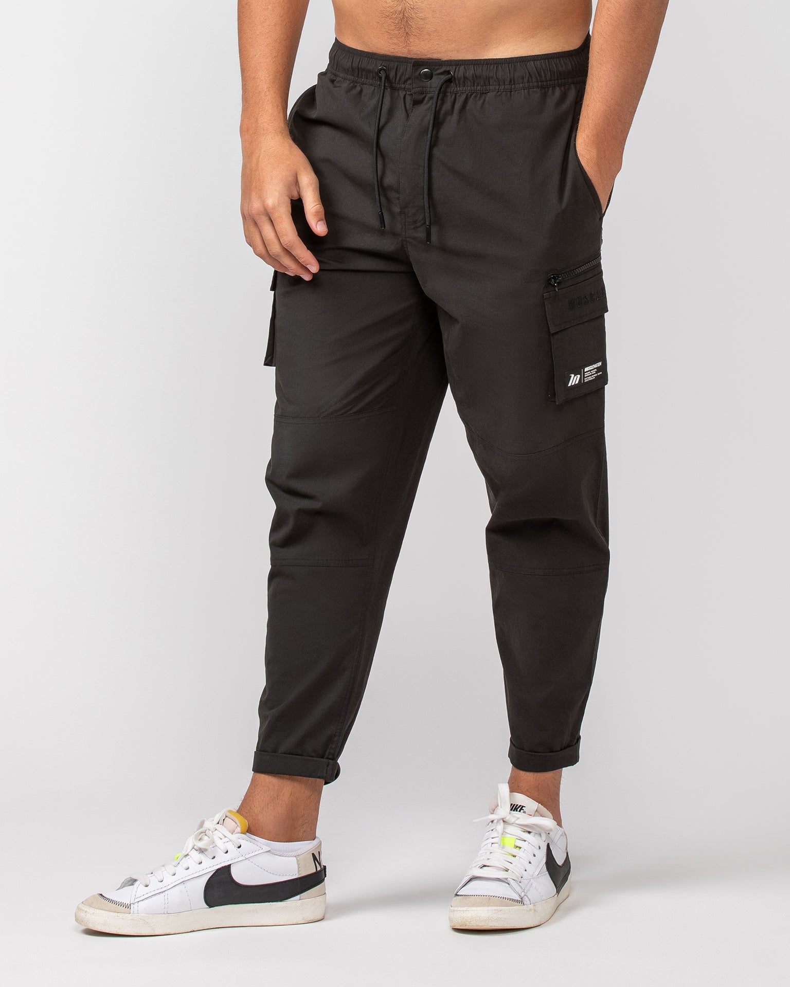 Muscle Nation Track Pants Tapered Cargo Pants - Vintage Black