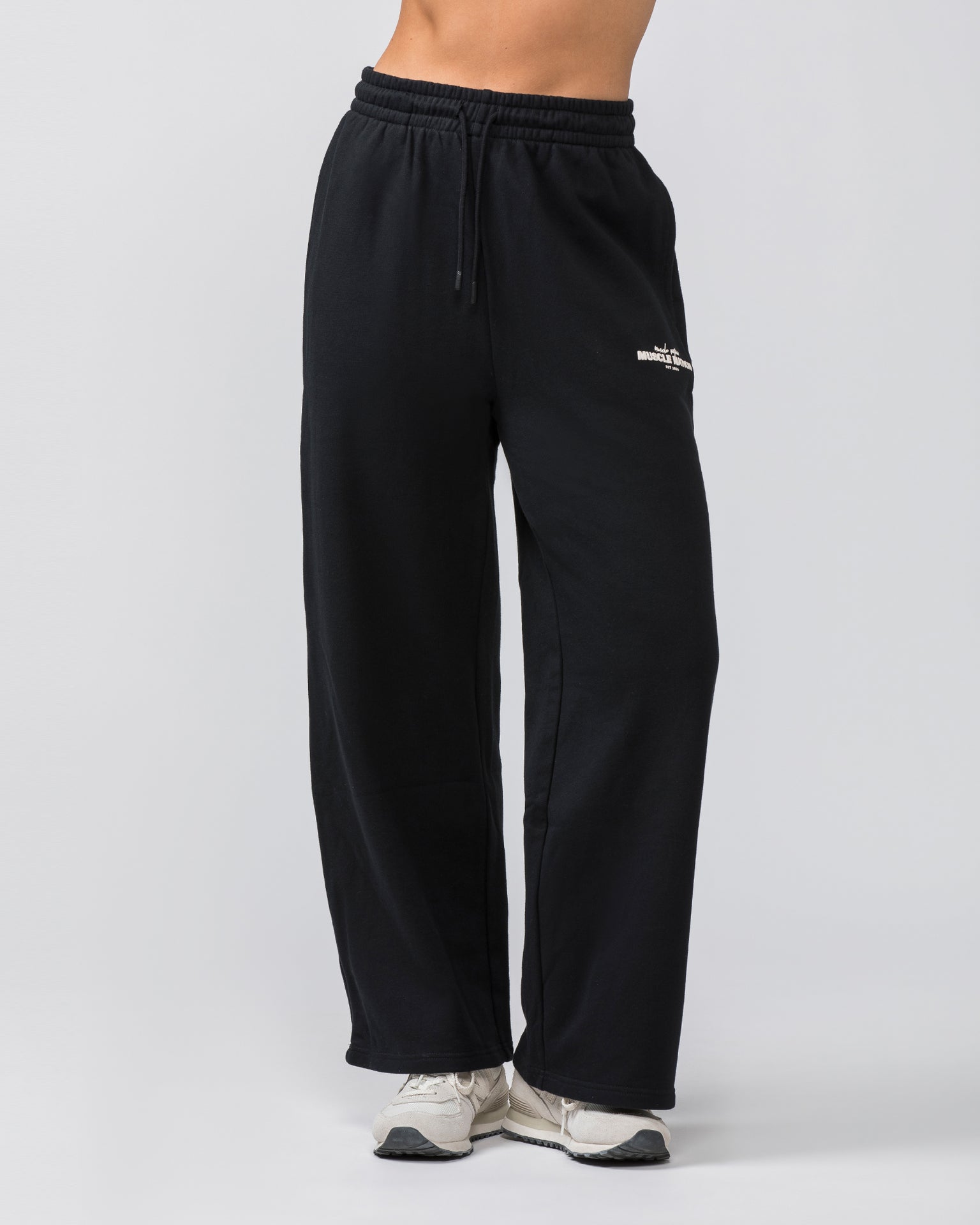 Muscle Nation Track Pants Timeless Wide Leg Trackies - Black