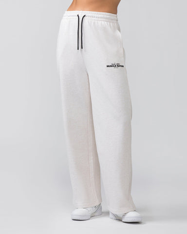 Muscle Nation Track Pants Timeless Wide Leg Trackies - Dew Marl