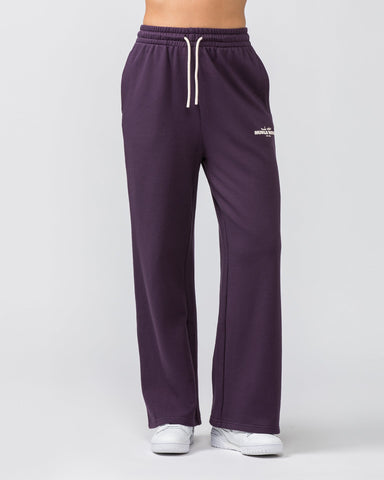 Muscle Nation Track Pants Timeless Wide Leg Trackies - Midnight Plum