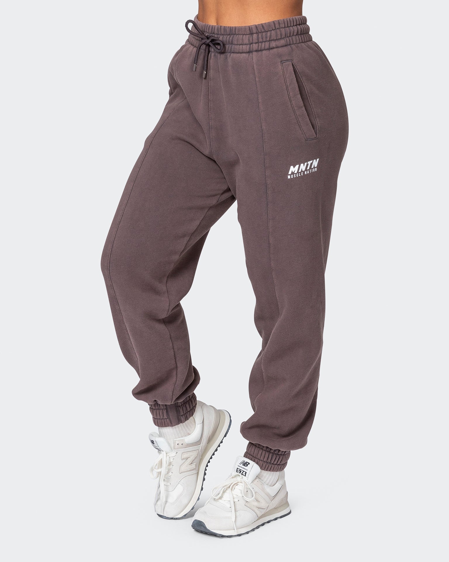 Muscle Nation Track Pants Vintage Lounge Trackpants - Washed Peppercorn