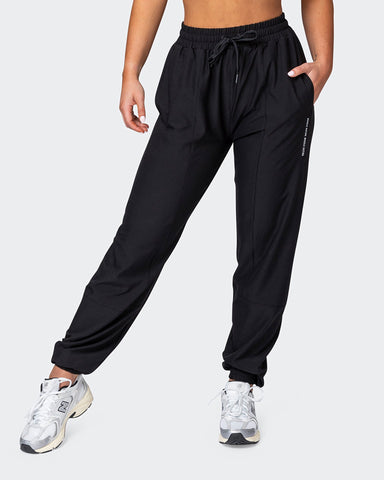 Muscle Nation Track Pants Womens Dynamic Lightweight Joggers - Black