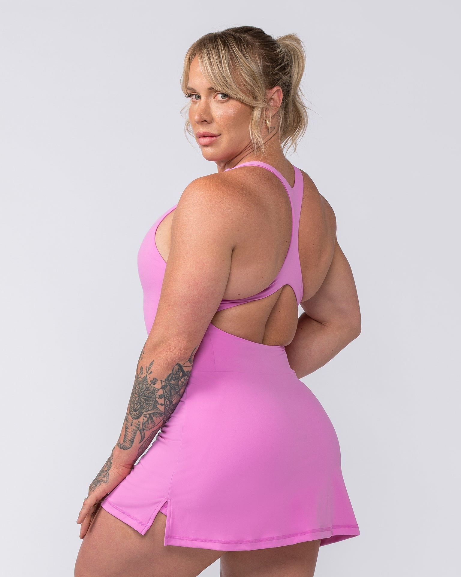 Muscle Nation Unitard MN x Em King Aura Dress - Fondant Pink