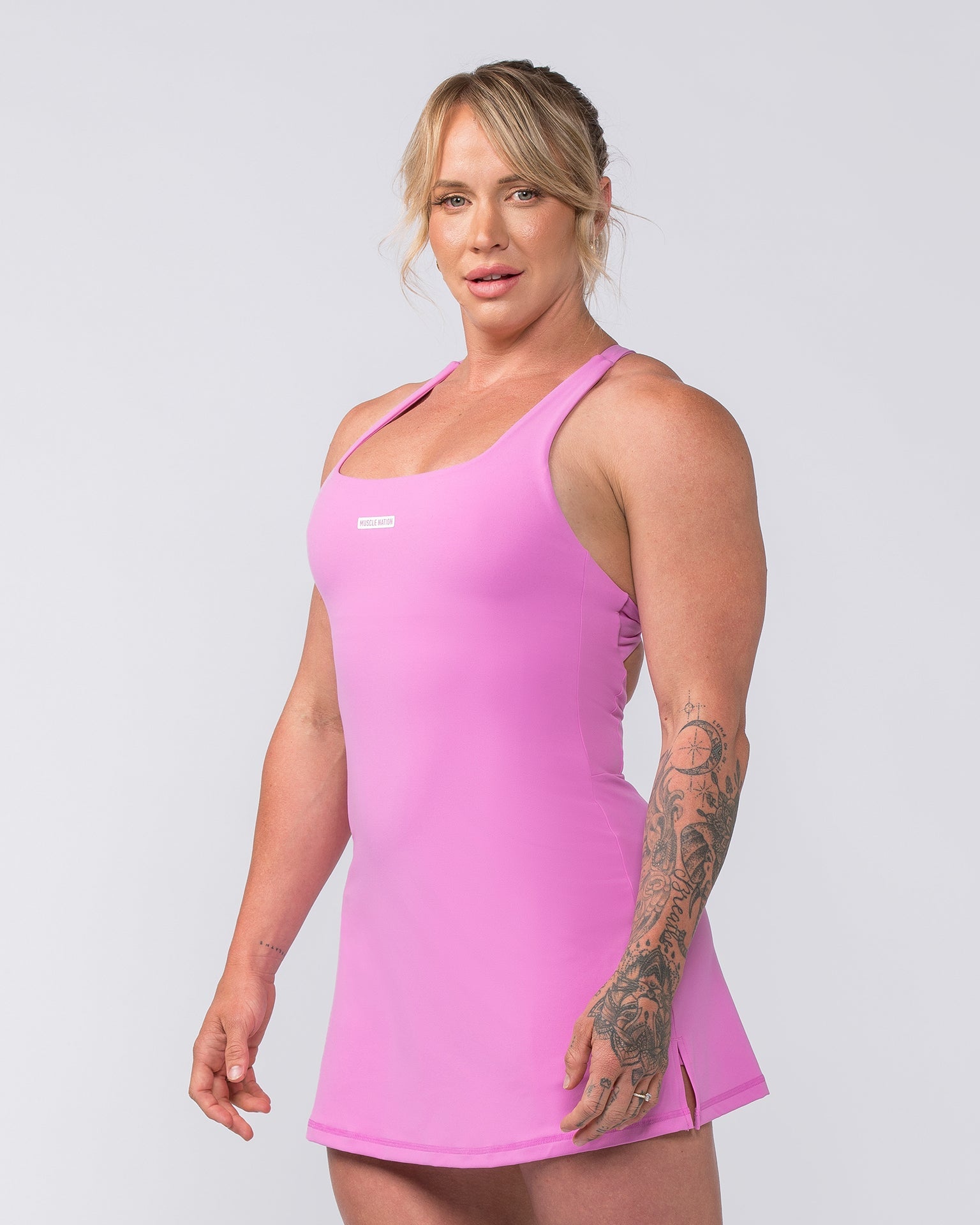 Muscle Nation Unitard MN x Em King Aura Dress - Fondant Pink