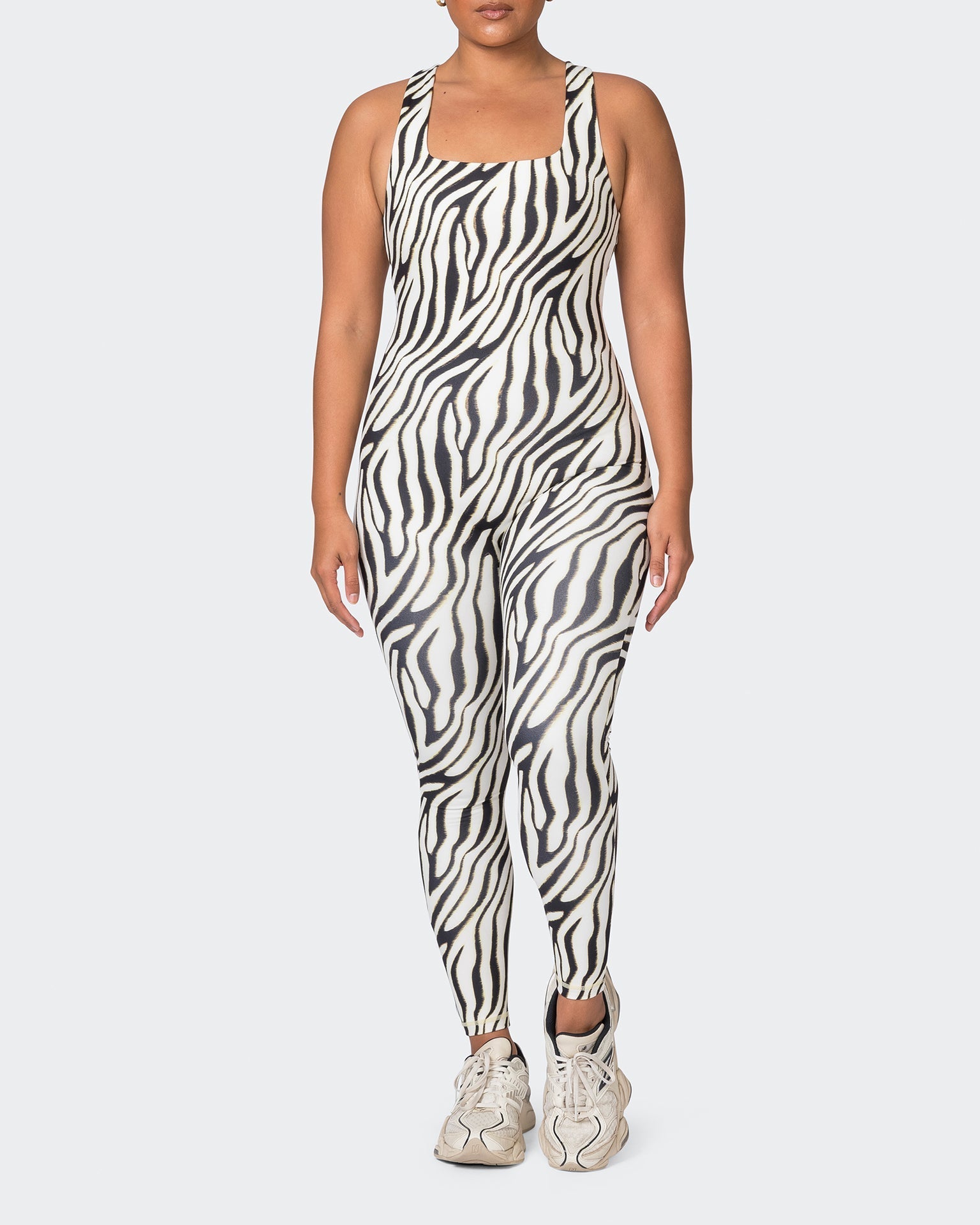 Muscle Nation Unitard Snatched Everyday One Piece - Zebra Print