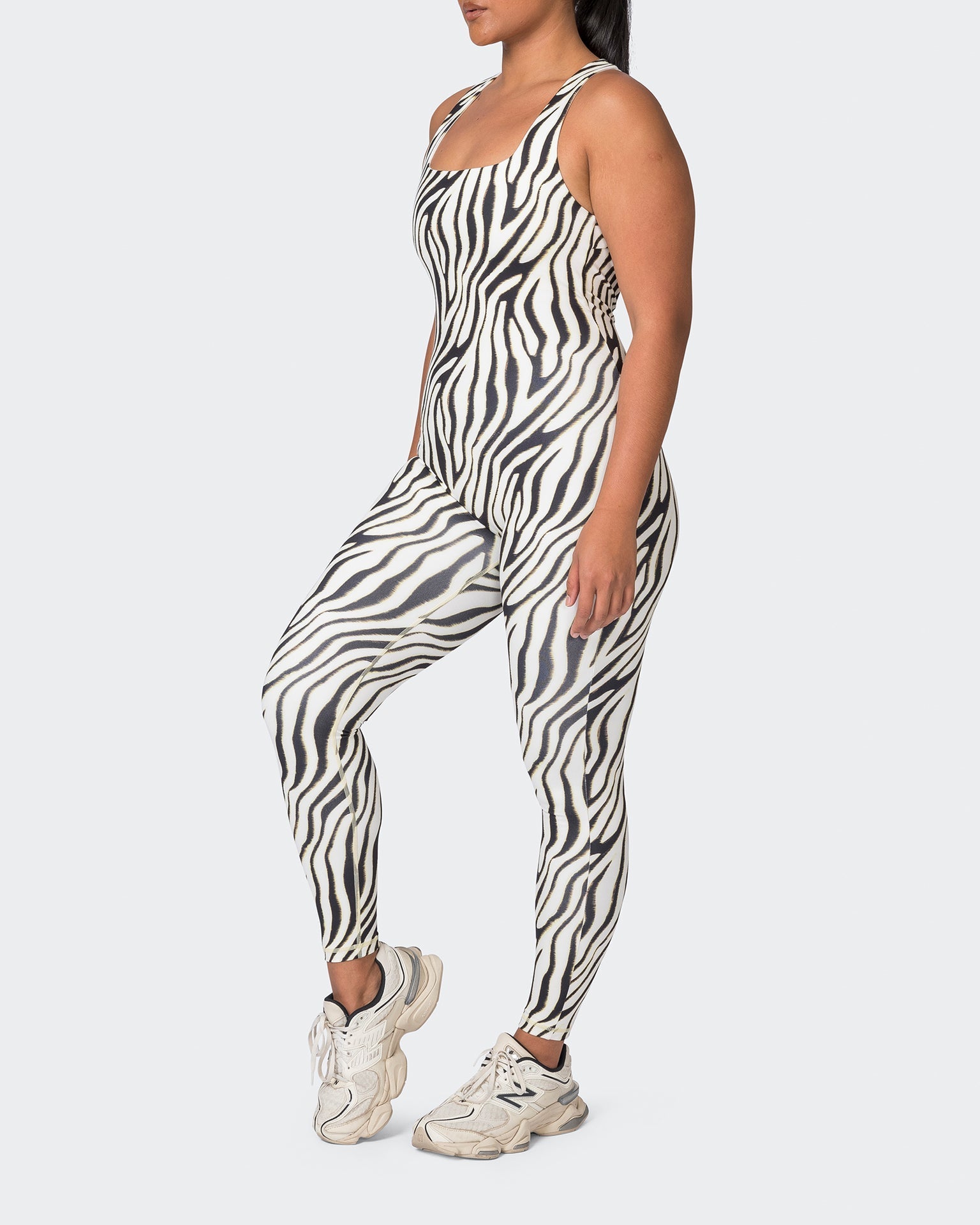 Muscle Nation Unitard Snatched Everyday One Piece - Zebra Print