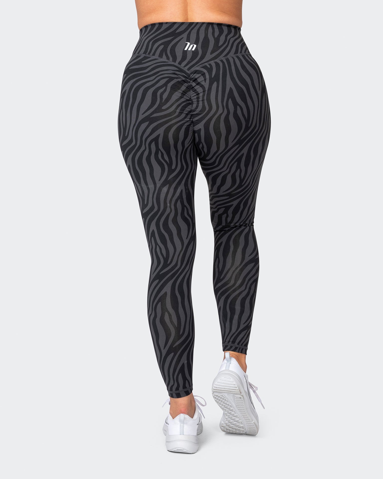Signature Scrunch Ankle Length Leggings Monochrome Zebra Print