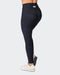 musclenation Gym Leggings Zero Rise Rib Ankle Length Leggings - Black (Silicone Logo)