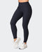 musclenation Gym Leggings Zero Rise Rib Ankle Length Leggings - Black (Silicone Logo)