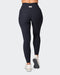musclenation Gym Leggings Zero Rise Rib Ankle Length Leggings - Black (Silicone Logo)