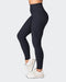 musclenation Gym Leggings Zero Rise Rib Ankle Length Leggings - Black (Silicone Logo)